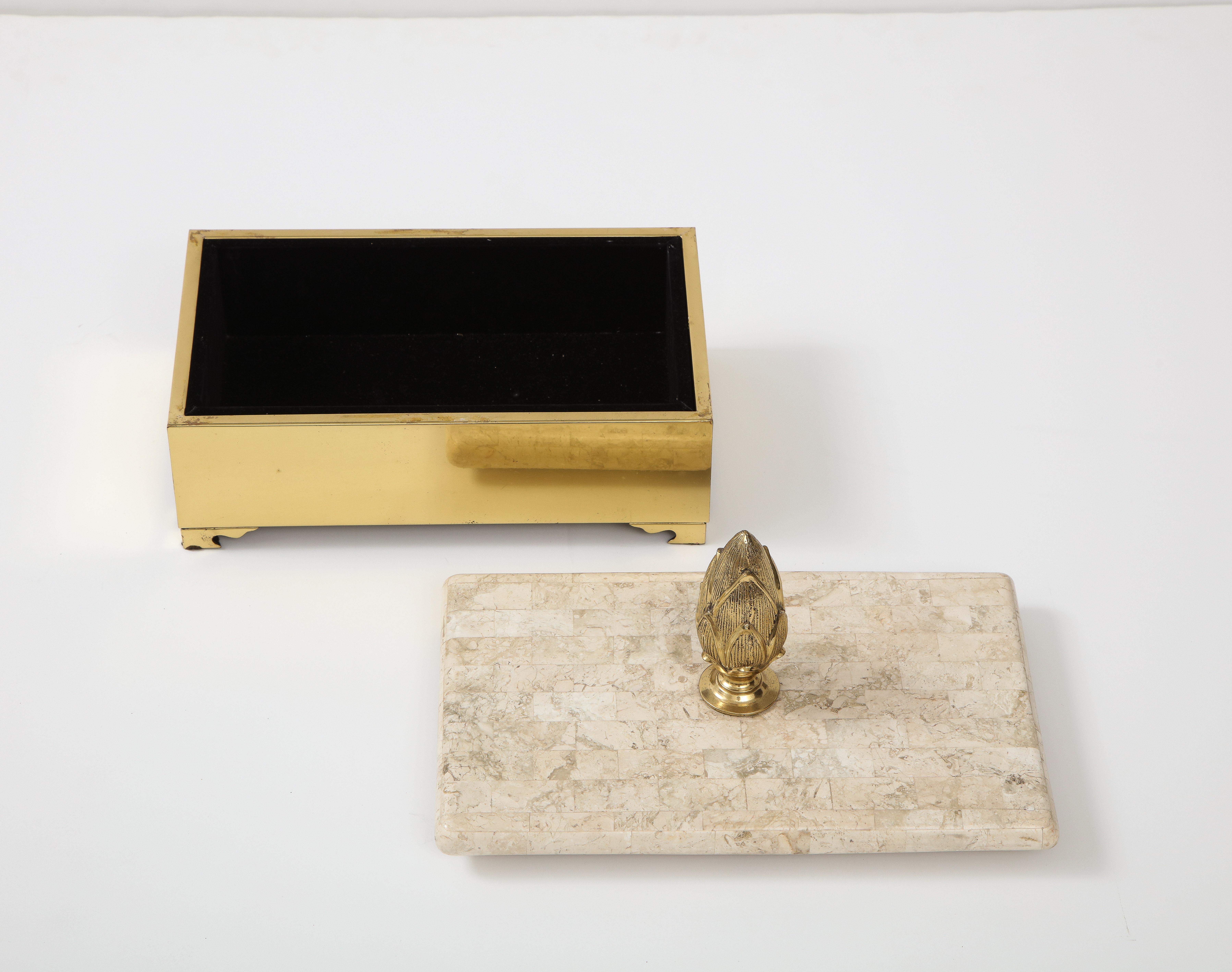 20th Century Chapman Brass, Travertine Box For Sale