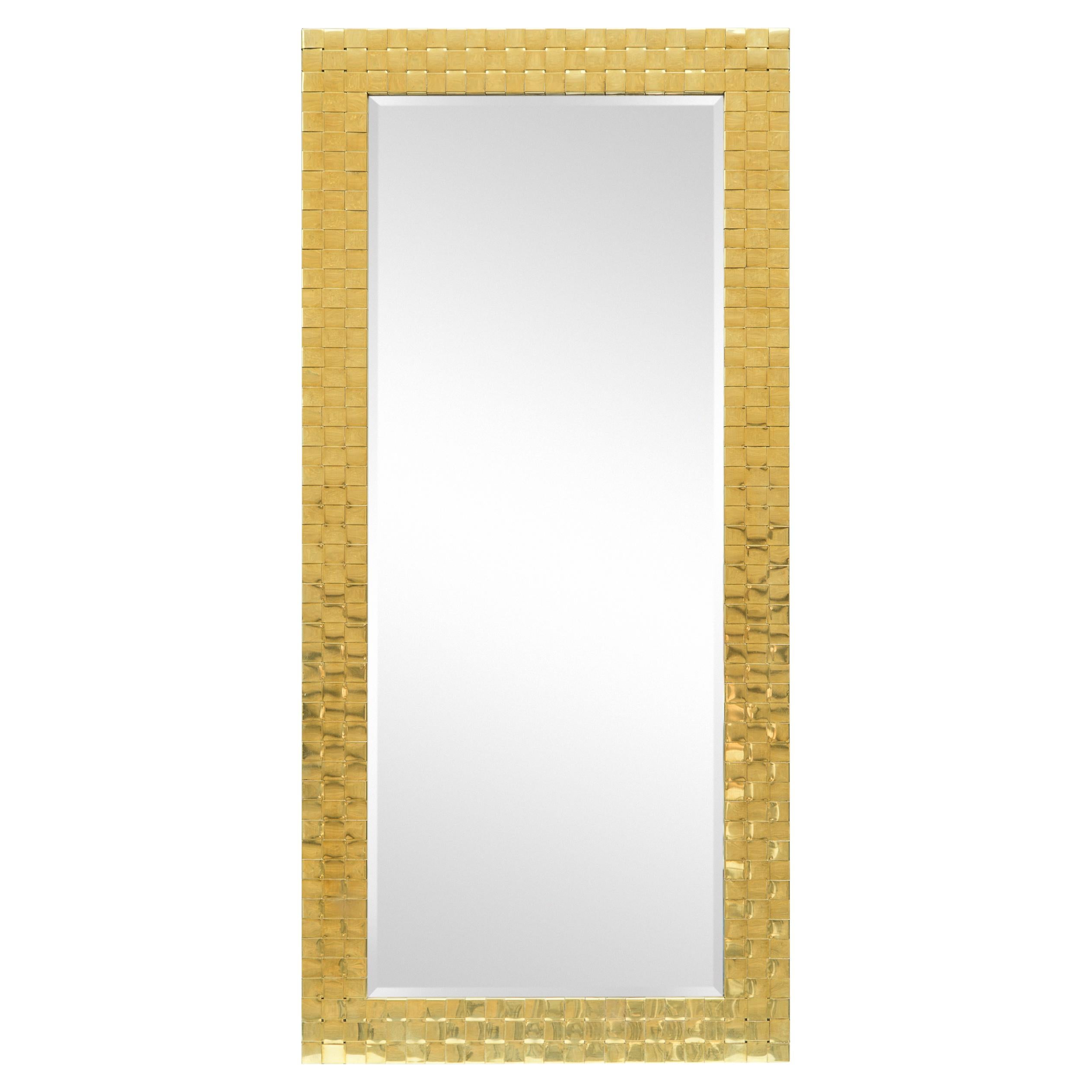 Mid-Century Modern Chapman Brass Woven Front Mirror For Sale