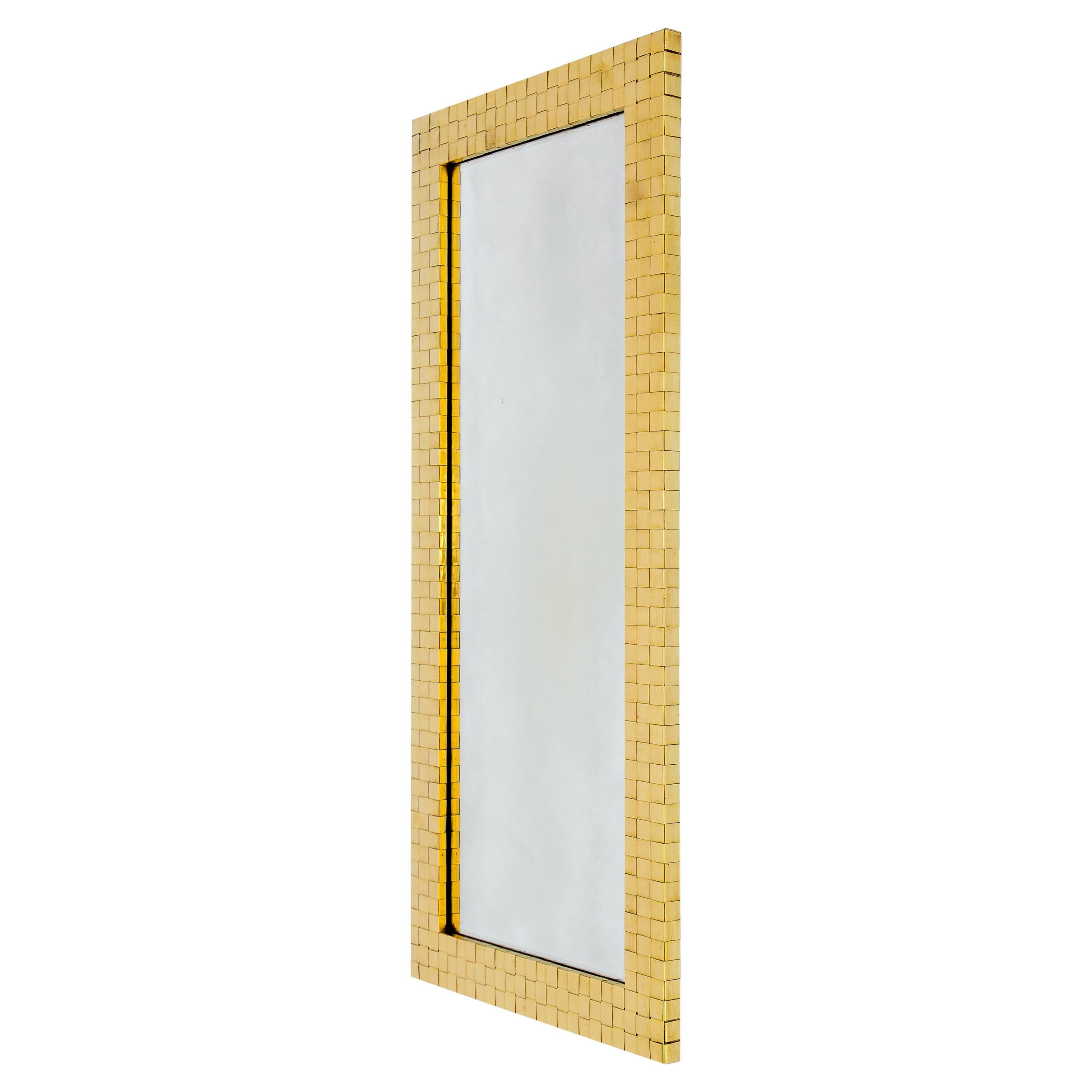 American Chapman Brass Woven Front Mirror For Sale