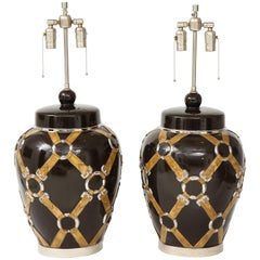 Chapman Buckle, Strap Brown Ceramic Lamps