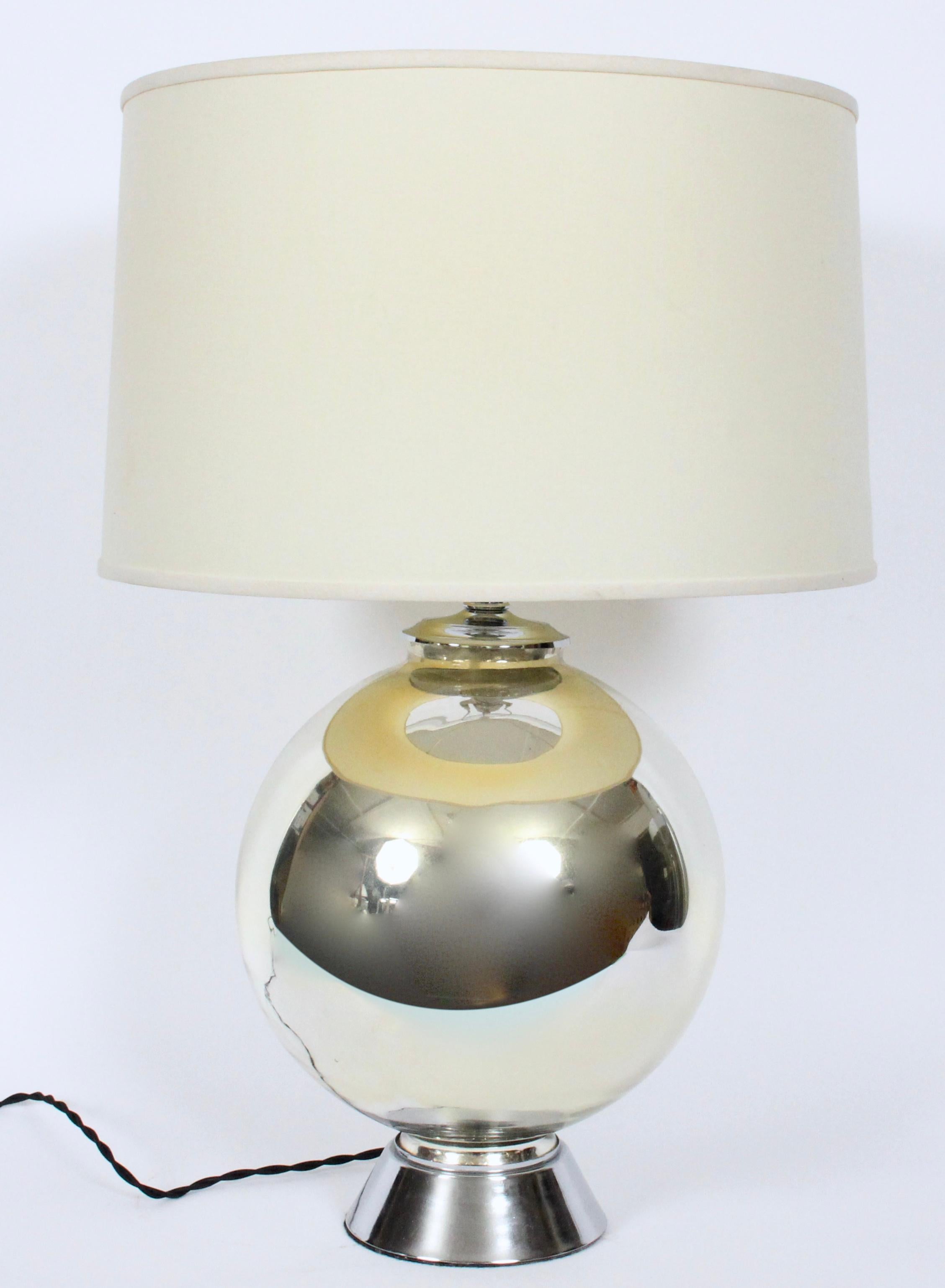 American Chapman Co. Mercury Glass Ball Table Lamp, 1960's For Sale