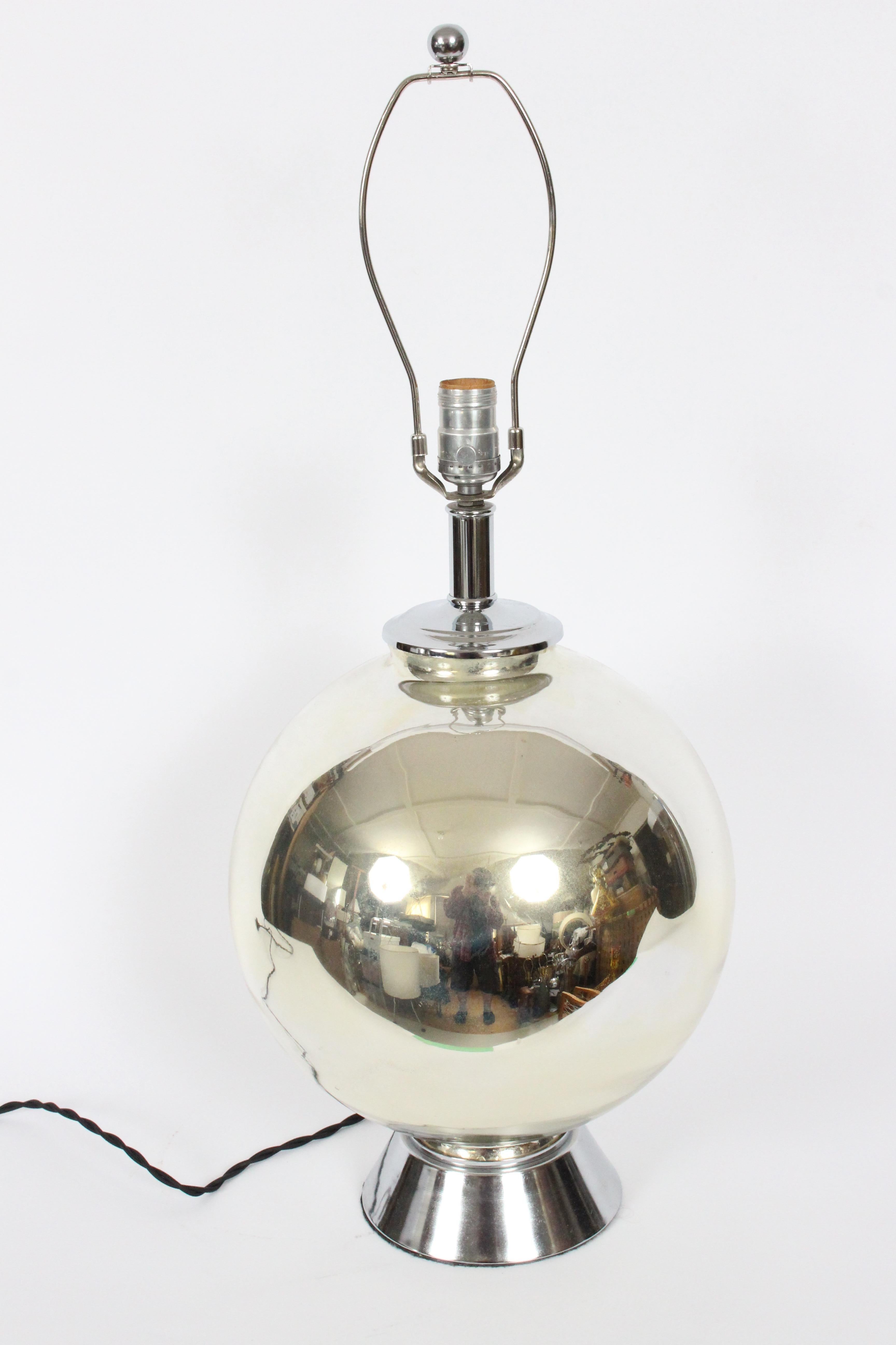 American Chapman Co. Mercury Glass Ball Table Lamp, 1960's For Sale