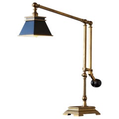 Chapman Engravers Weight Balanced Brass Desk Lamp with Square Black Shade