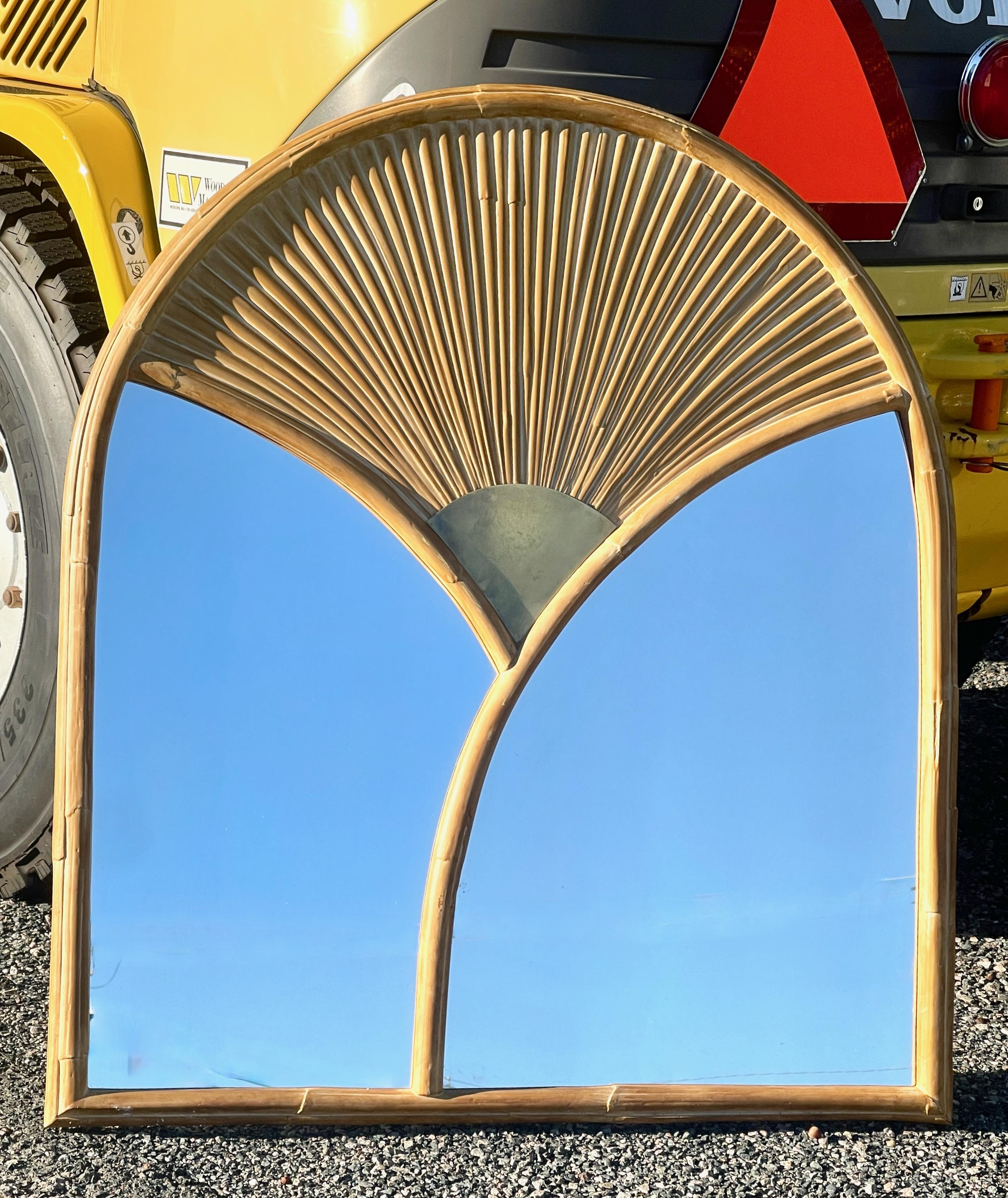 Chapman Faux Bamboo and Brass Wall Mirror For Sale 2