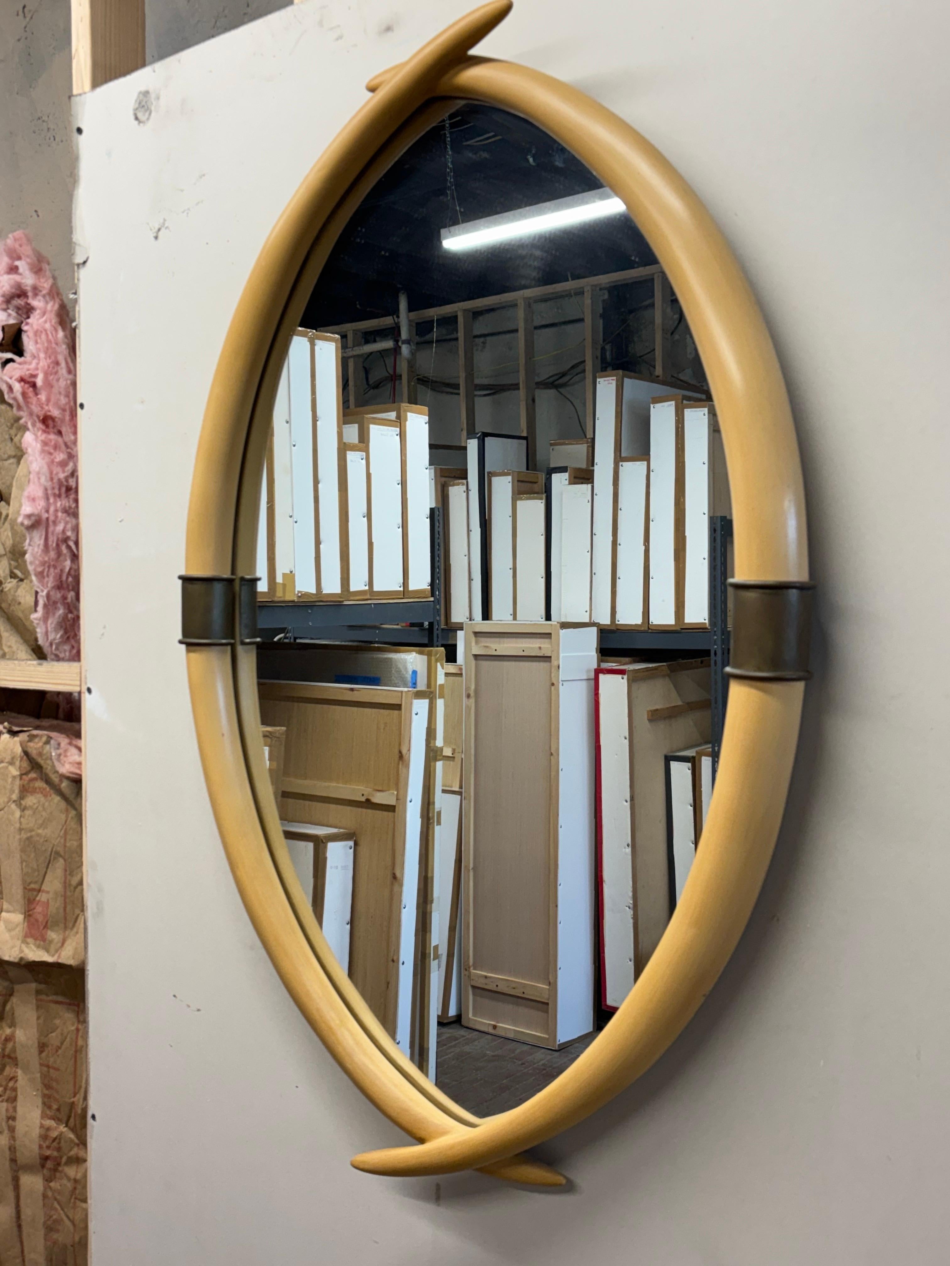 Chapman Faux Elephant Tusk Mirror In Good Condition For Sale In Philadelphia, PA
