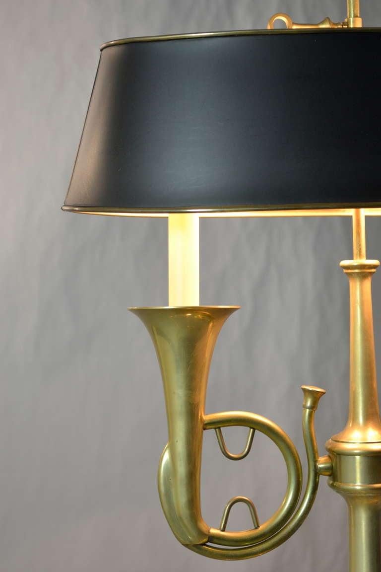 Neoclassical Chapman French Horn Brass Table Lamps, circa 1960s For Sale