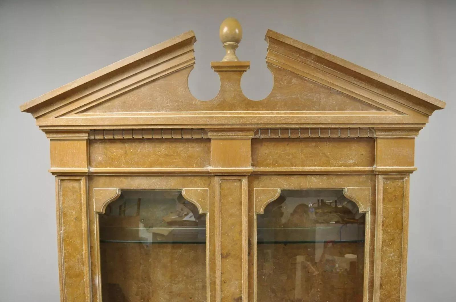 Néoclassique Chapman Italian Neoclassical Burl Wood Patchwork Olivewood Tall Secretary Desk en vente