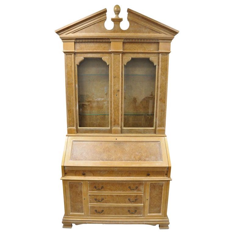 Chapman Italian Neoclassical Burl Wood Patchwork Olivewood Tall