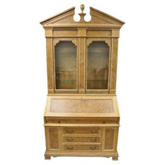 Chapman Italian Neoclassical Burl Wood Patchwork Olivewood Tall Secretary Desk