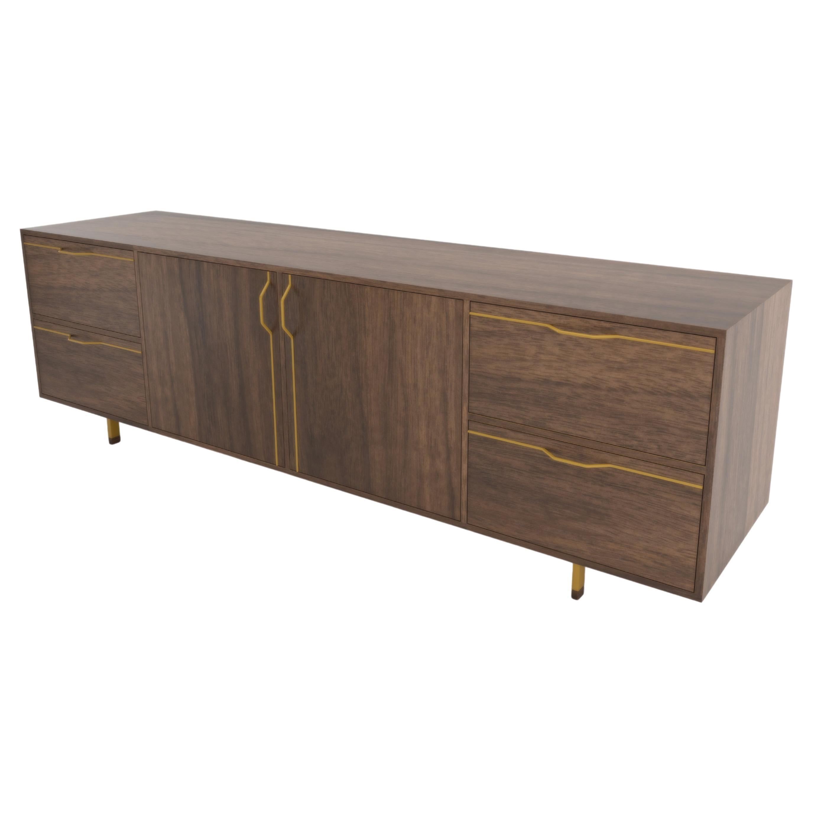 Chapman Large Credenza Storage Unit Walnut Mustard