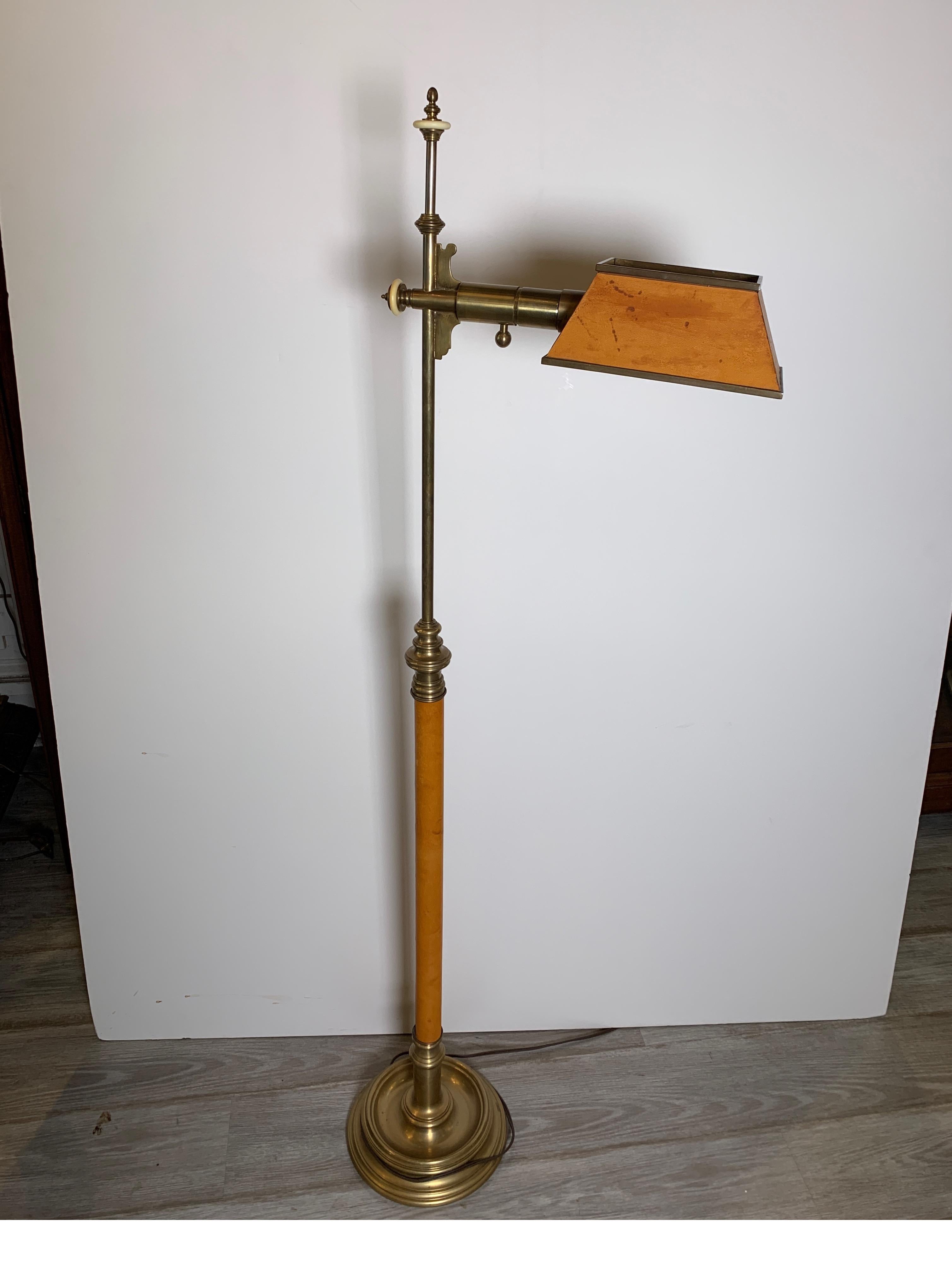 Chapman Leather and Brass Floor Lamp 4