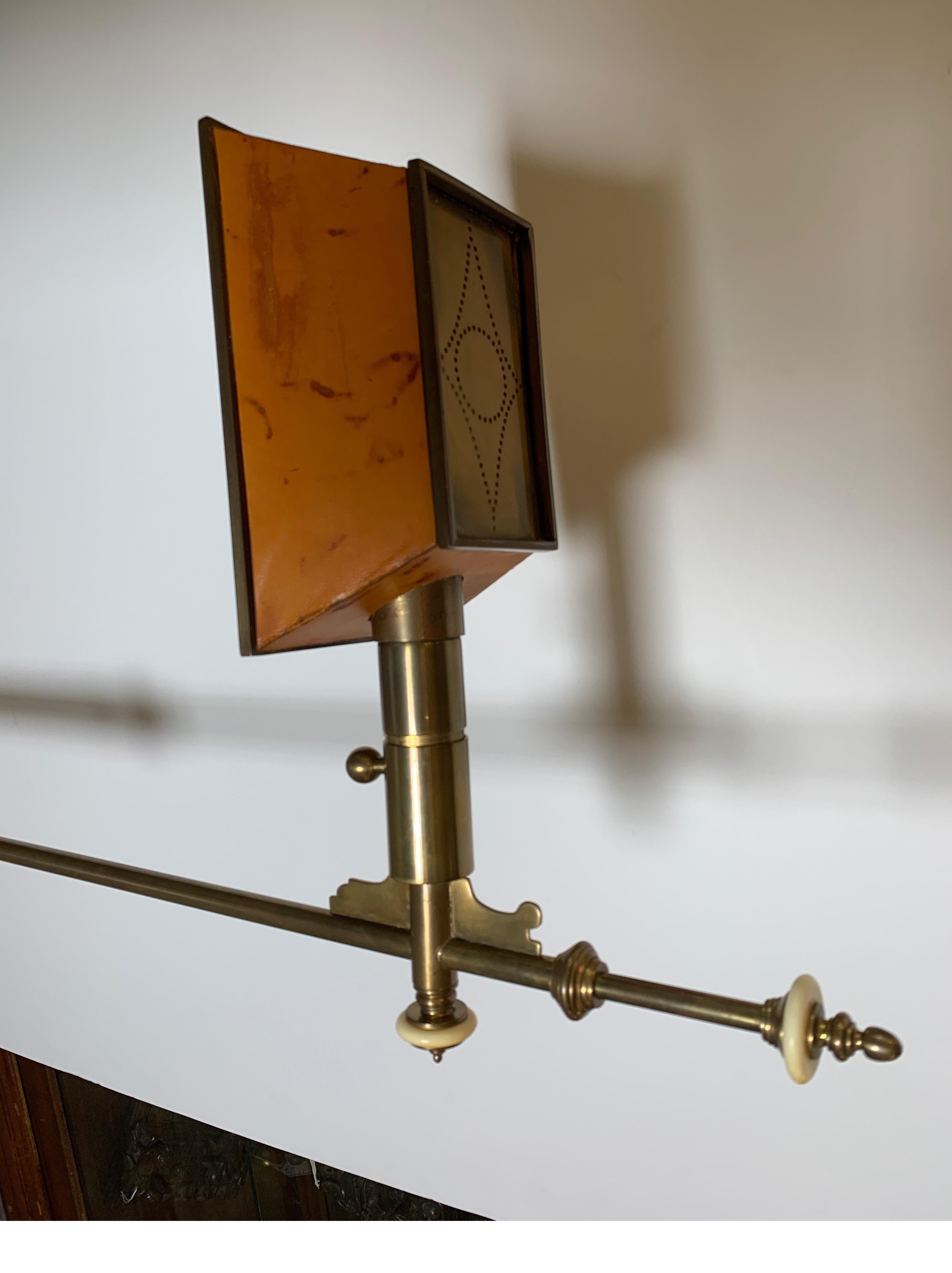 Chapman Leather and Brass Floor Lamp In Good Condition In Lambertville, NJ