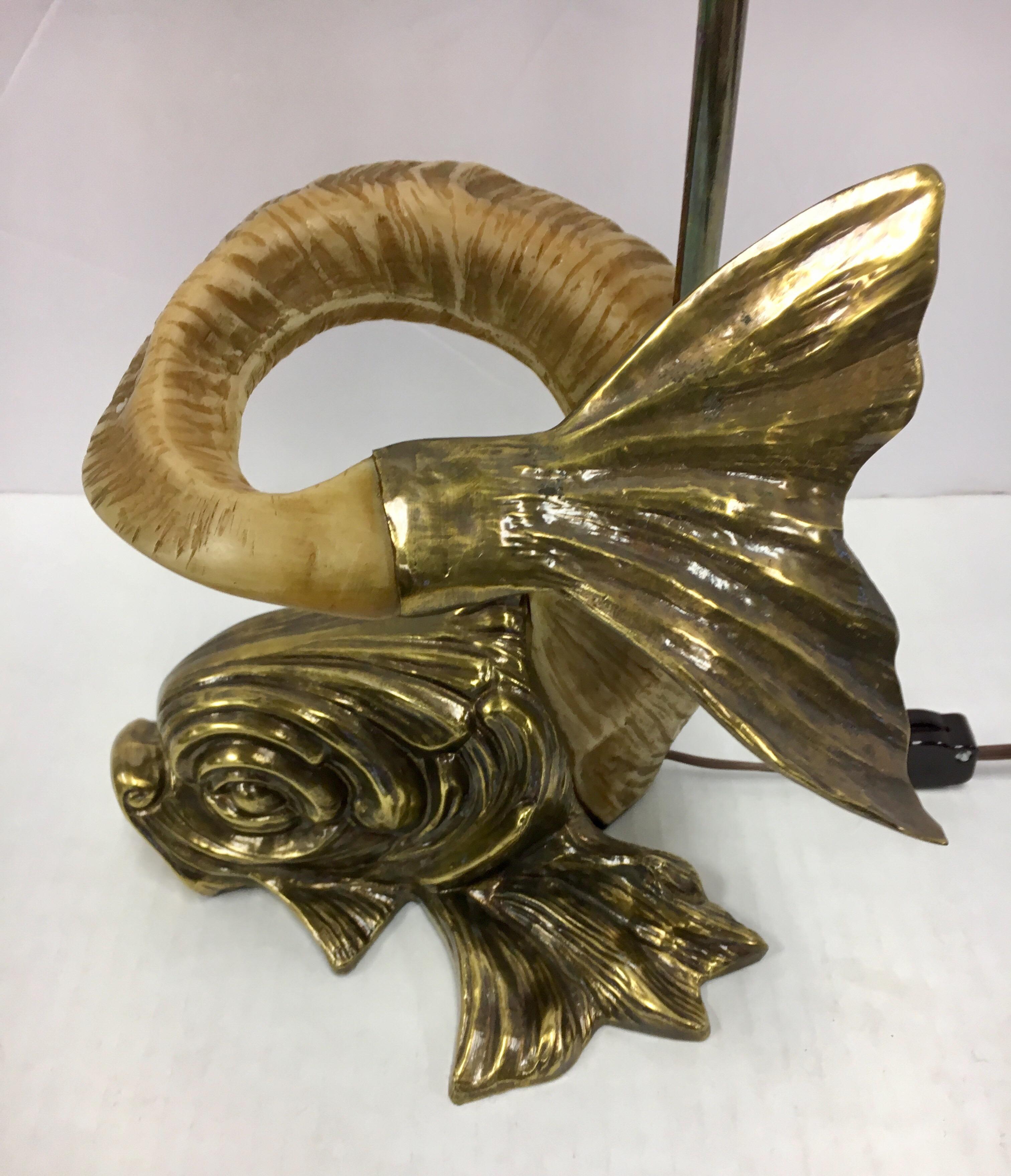 Chapman Lighting Dolphin Fish Form Brass Table Lamp 2