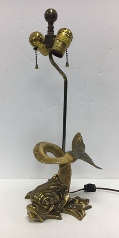 Chapman Lighting Dolphin Fish Form Brass Table Lamp