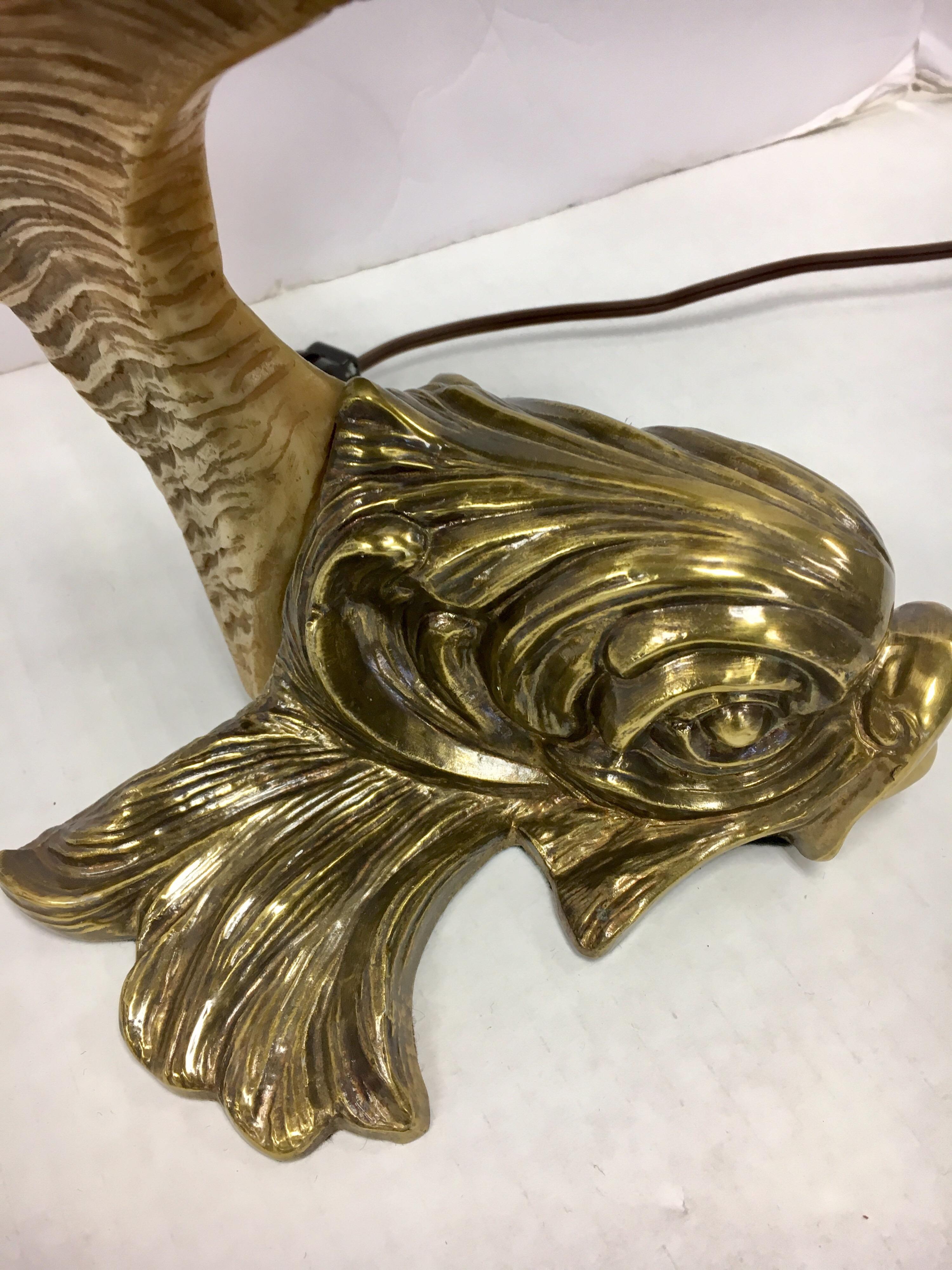 American Chapman Lighting Dolphin Fish Form Brass Table Lamp