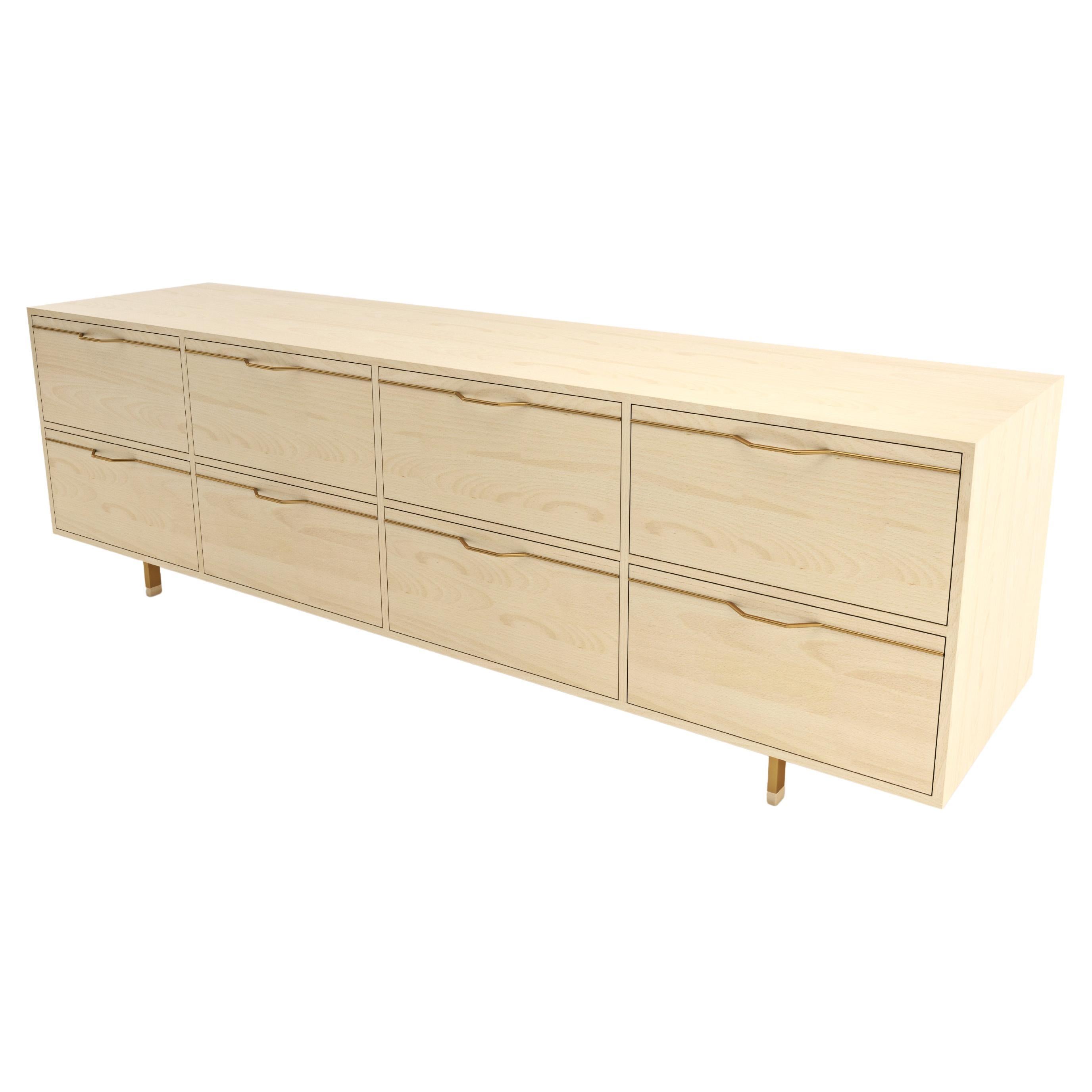 Chapman Long Dresser, Credenza Maple Brassy Gold For Sale