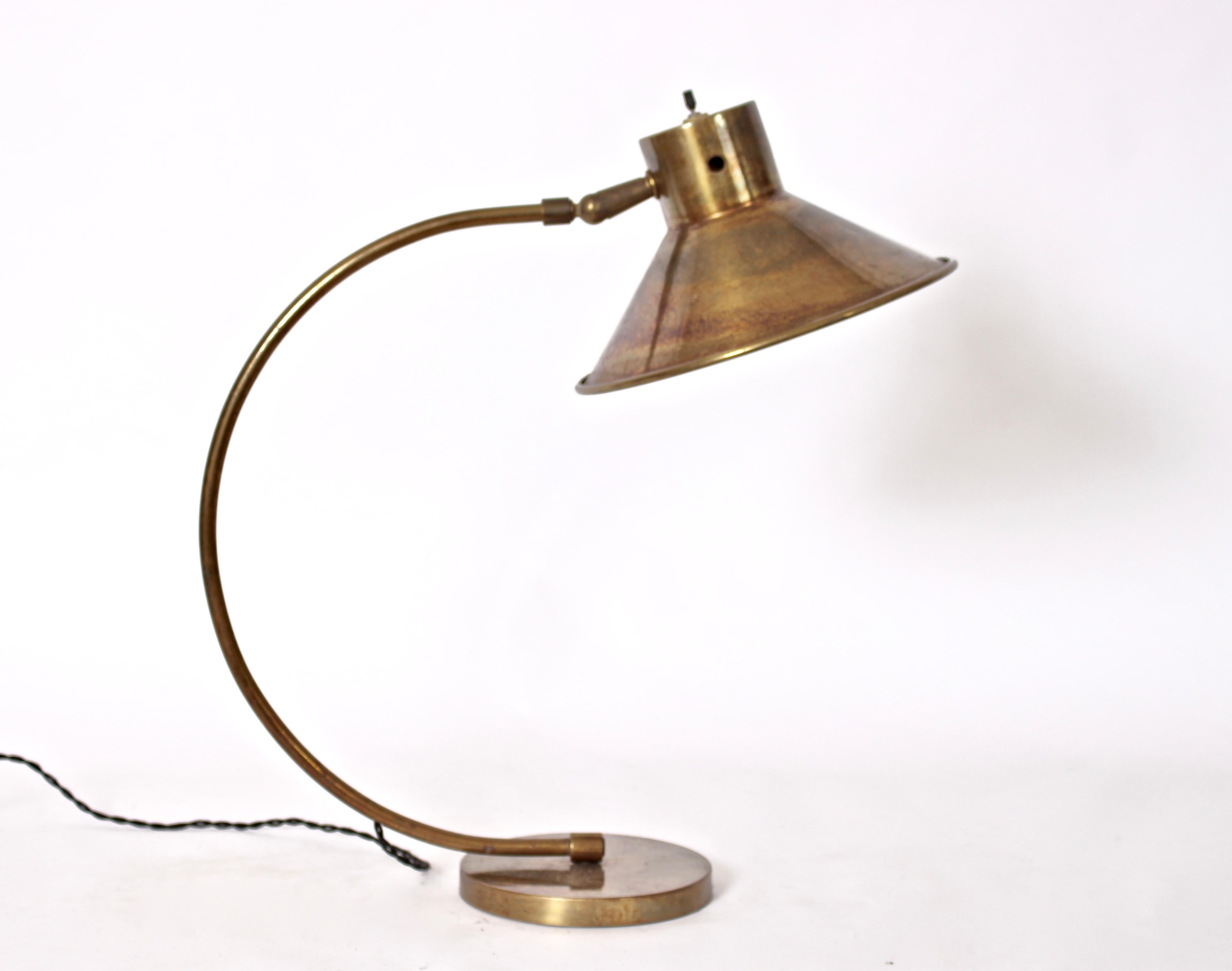 Chapman Manufacturing Articulating Brass Desk Lamp with Wide Brass