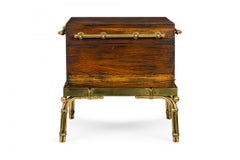 Chapman / Mastercraft Lacquered Walnut and Brass Strong Box Chest