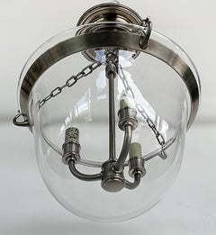Chapman & Myers Country Glass Bell 3-Light Lantern, Farmhouse,  2 Available
