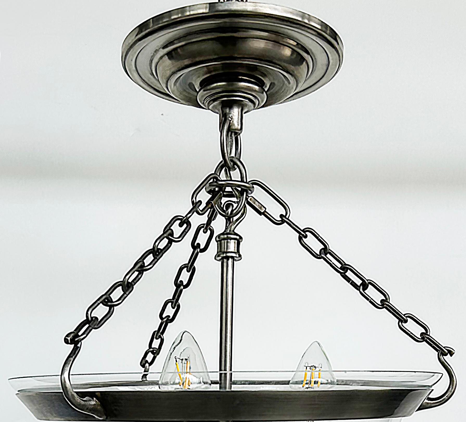 XXI secolo e contemporaneo Chapman & Myers Country Glass Bell 3-Light Lantern, Farmhouse,  2 Disponibile in vendita
