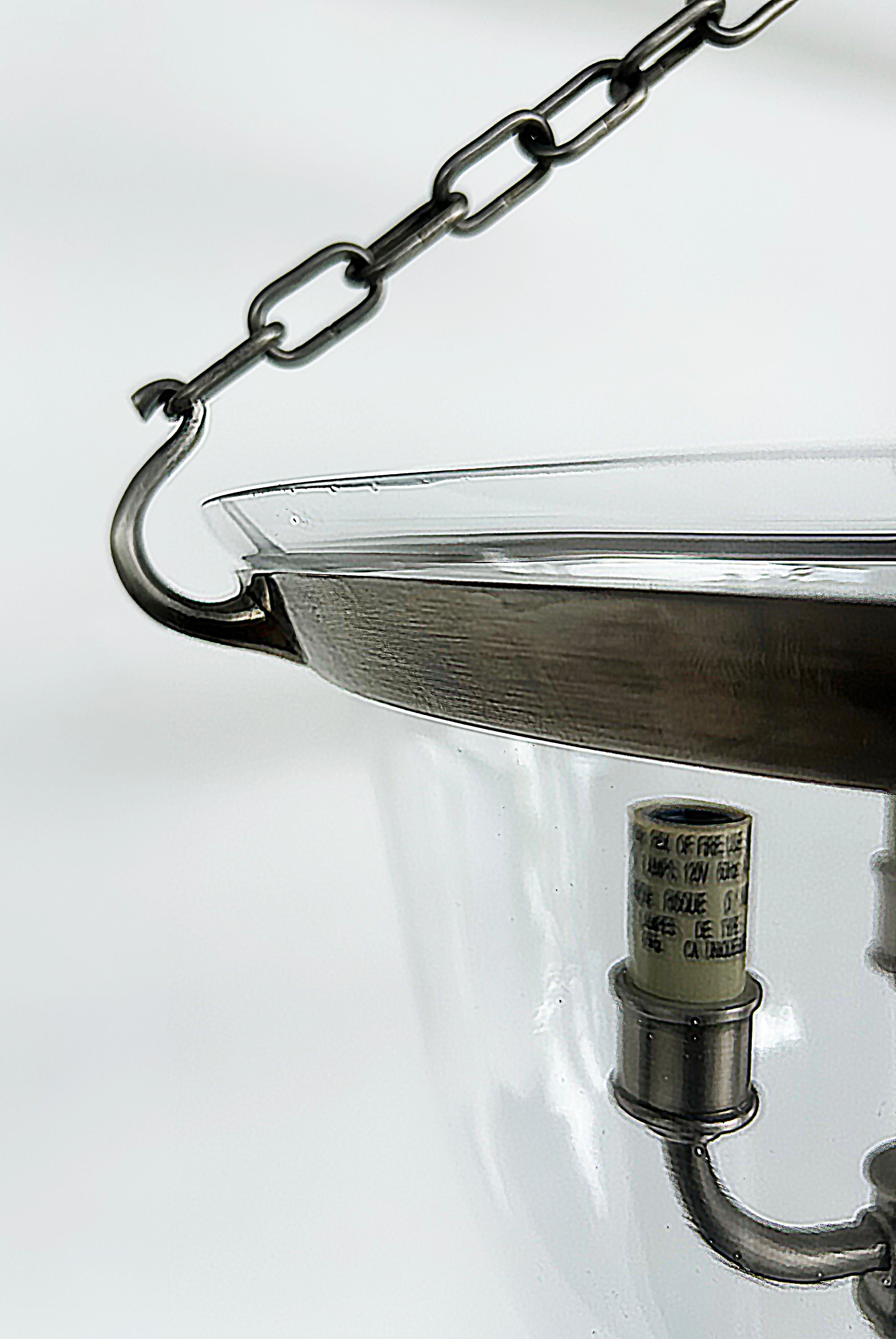 Metallo Chapman & Myers Country Glass Bell 3-Light Lantern, Farmhouse,  2 Disponibile in vendita