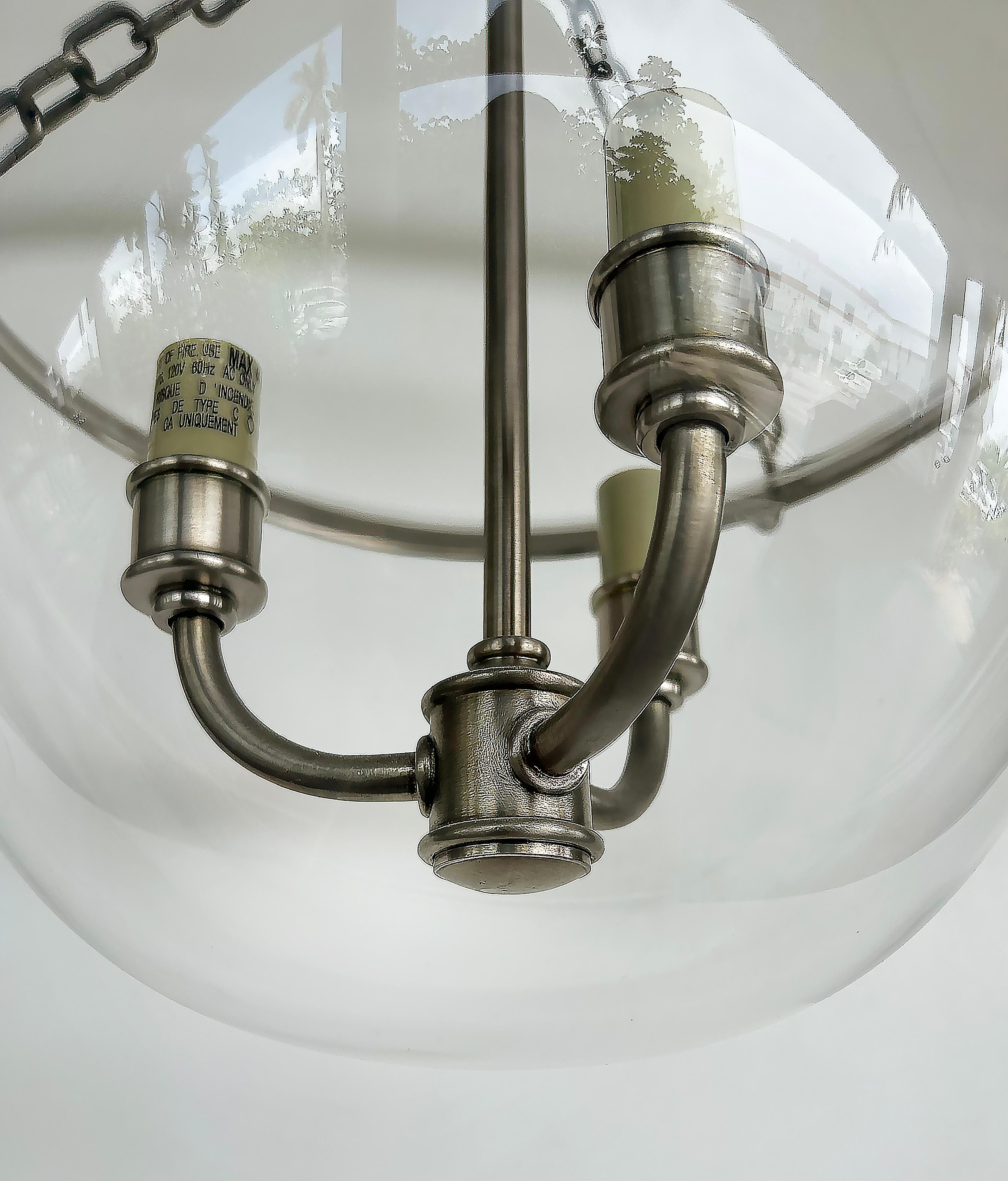 Chapman & Myers Country Glass Bell 3-Light Lantern, Farmhouse,  2 Disponibile in vendita 1