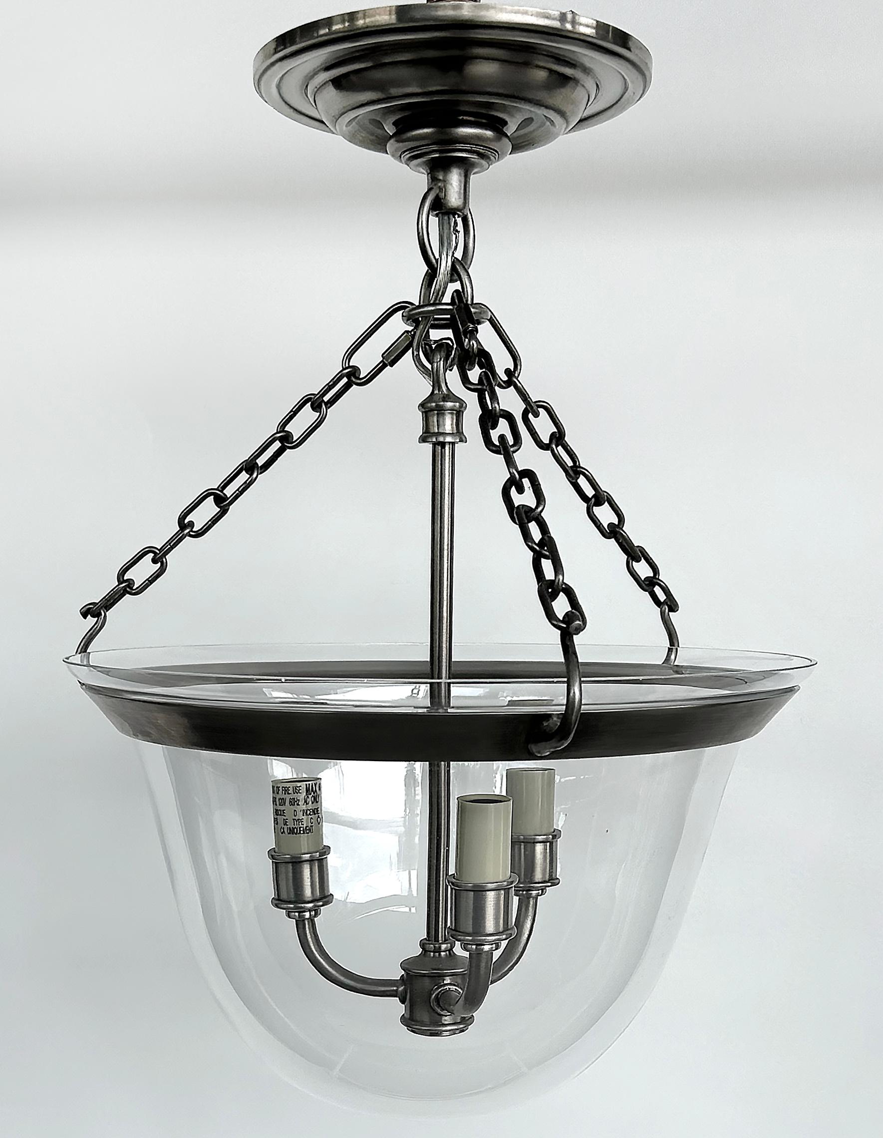 Chapman & Myers Country Glass Bell 3-Light Lantern, Farmhouse,  2 Disponibile in vendita 2