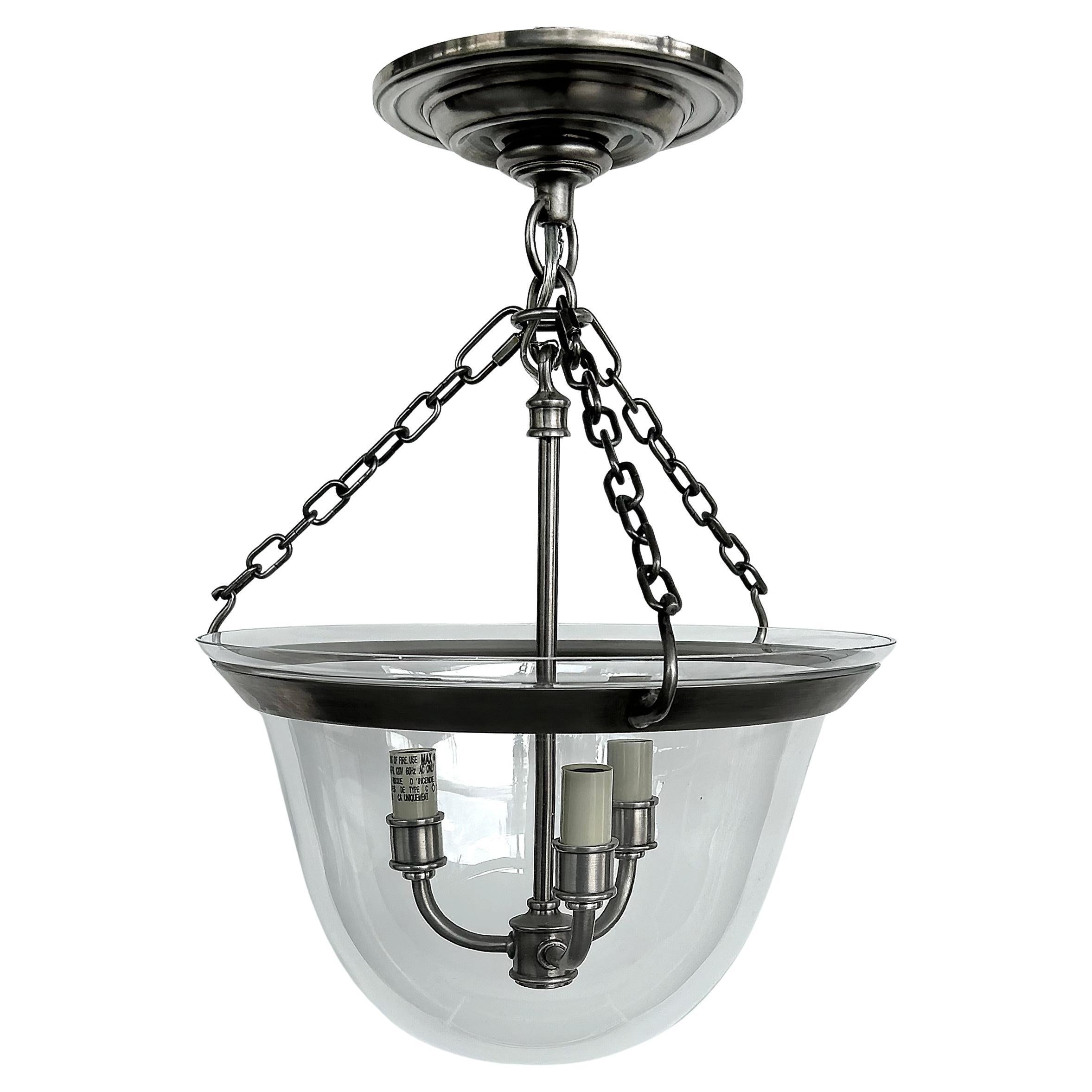 Chapman & Myers Country Glass Bell 3-Light Lantern, Farmhouse,  2 Disponibile in vendita