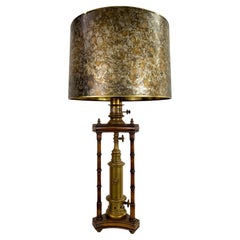 Chapman Oriental Bamboo Style and Brass Table Lamp, Signed