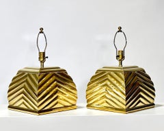 Chapman Pair Brass Sculptural Table Lamps, 1960