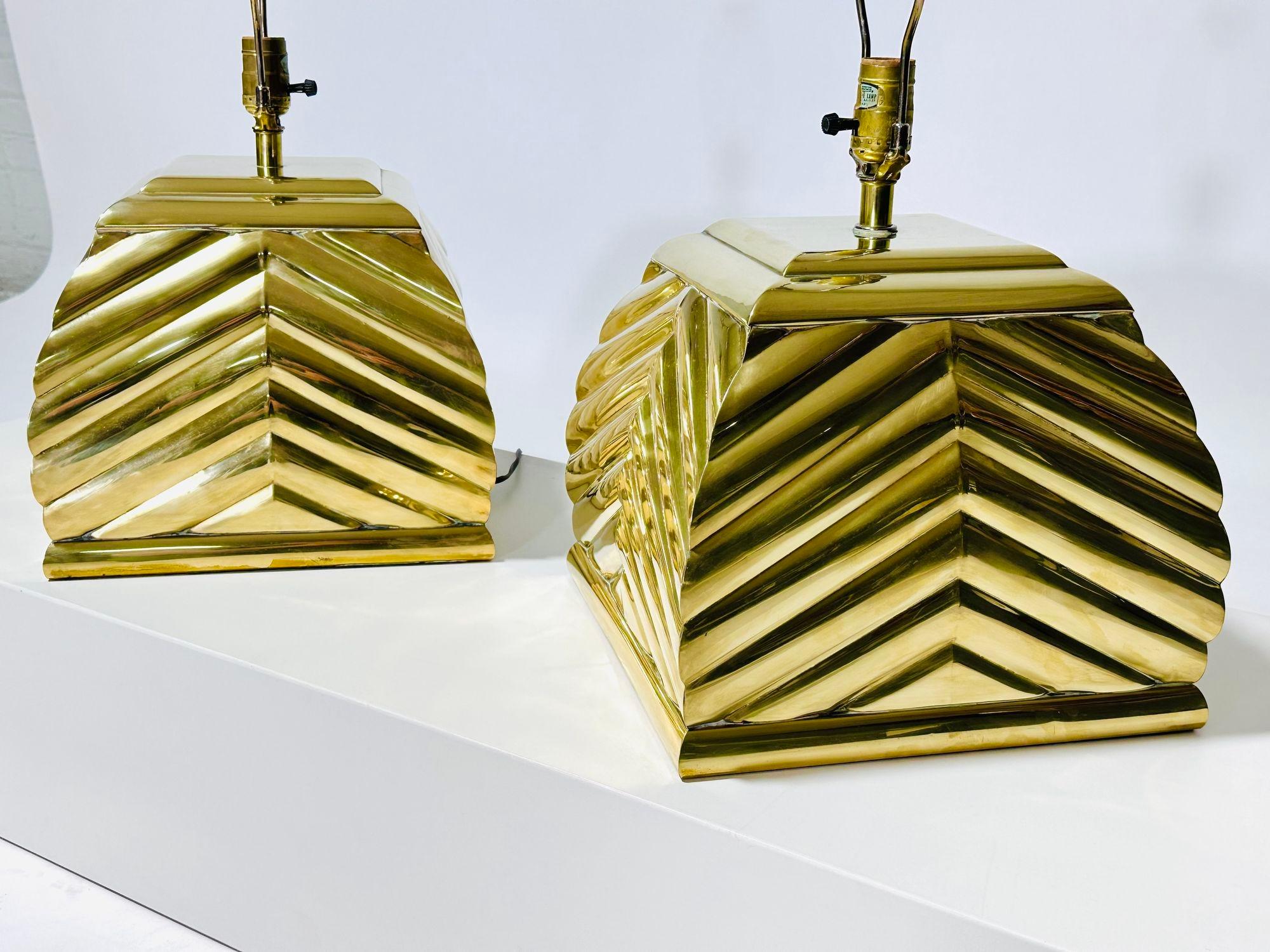 American Chapman Pair Brass Sculptural Table Lamps, 1960 For Sale