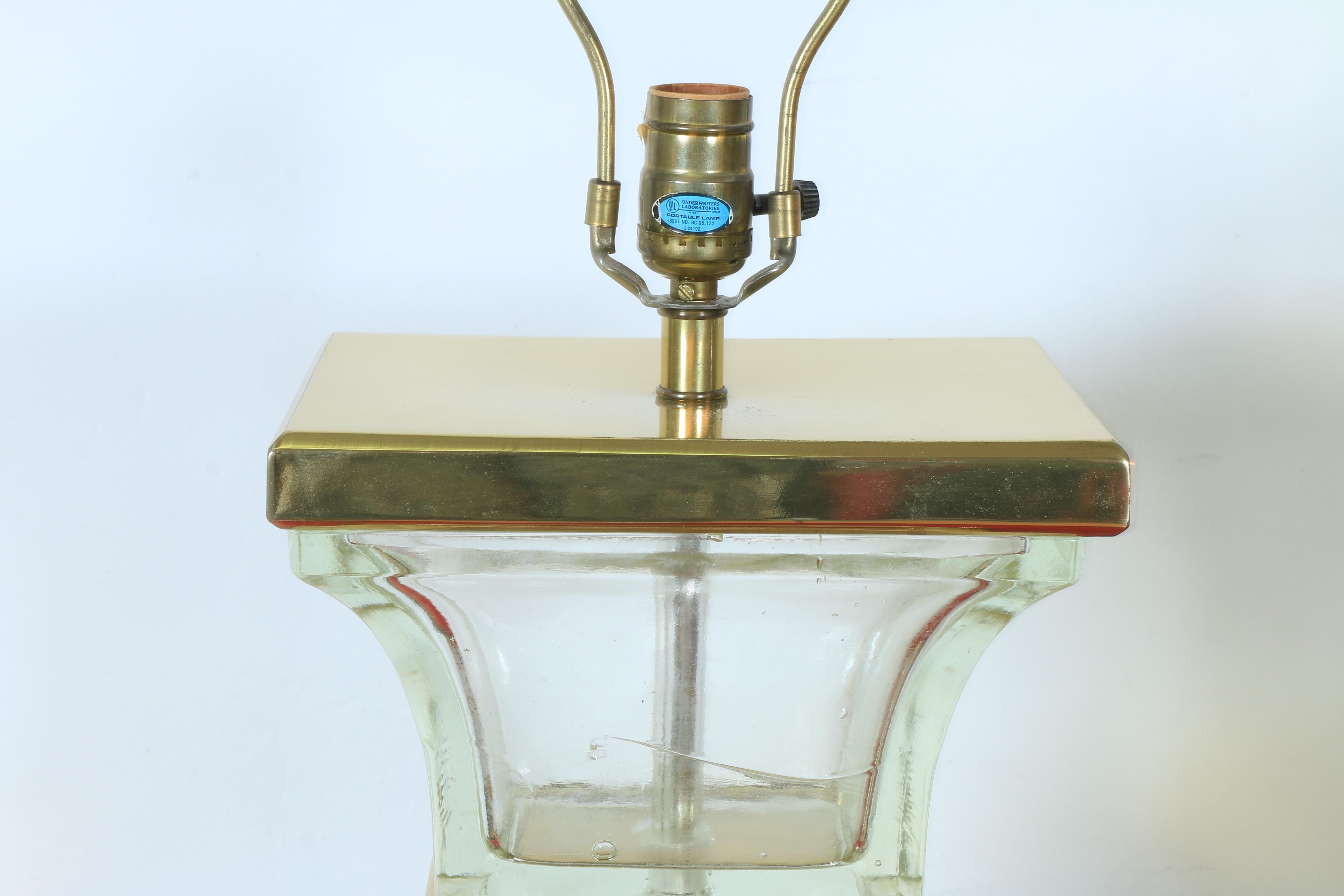 Late 20th Century Chapman Pair of Brass & Glass Accent Table Lamps
