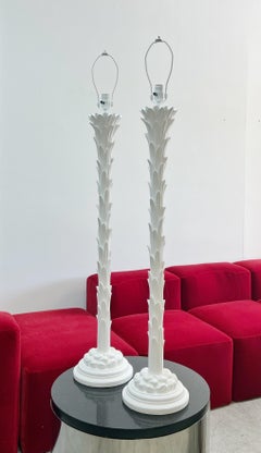 Chapman Pair of White Plaster Palm Tree Floor Lamps