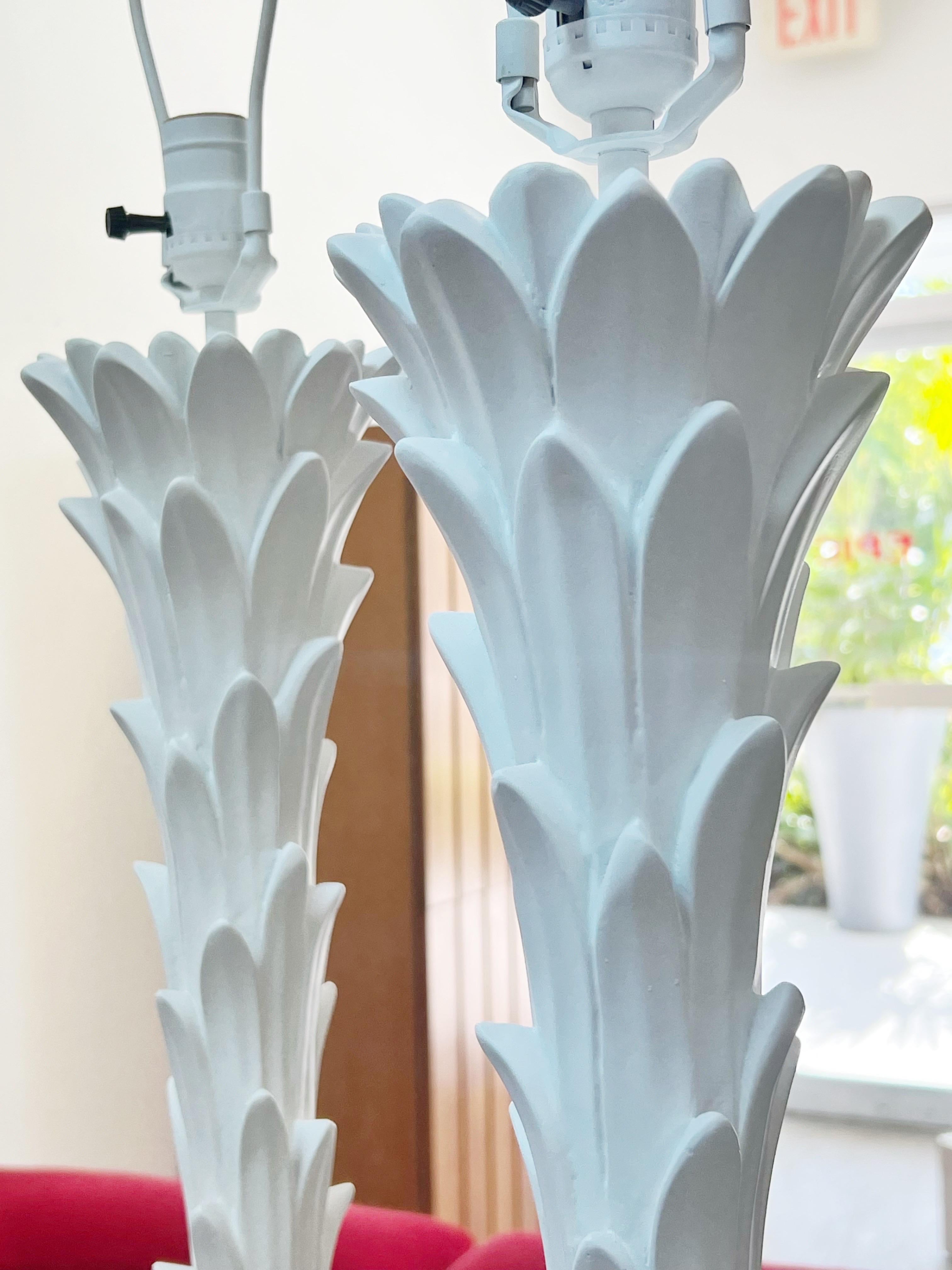 American Chapman Pair of White Plaster Palm Tree Floor Lamps