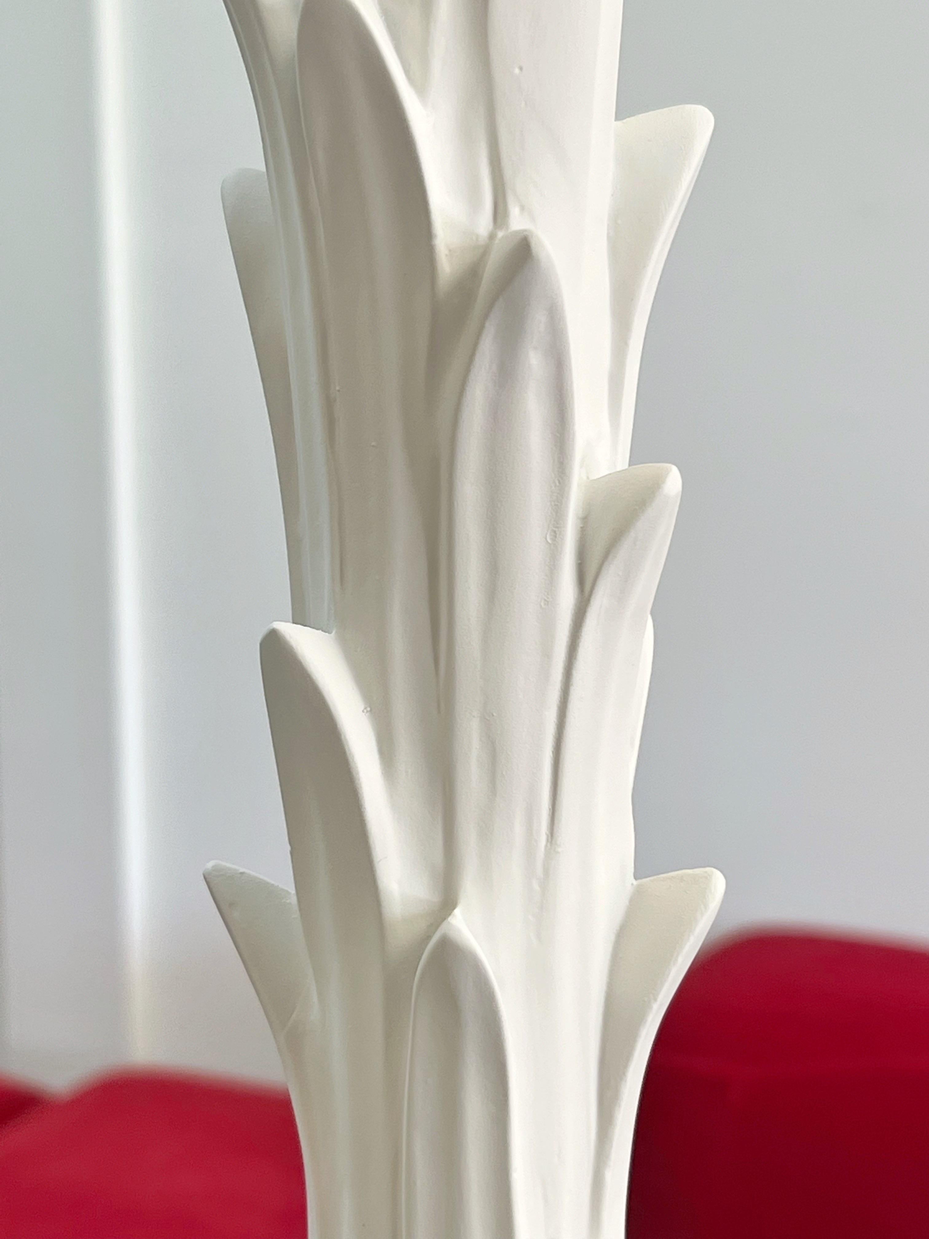 Late 20th Century Chapman Pair of White Plaster Palm Tree Floor Lamps