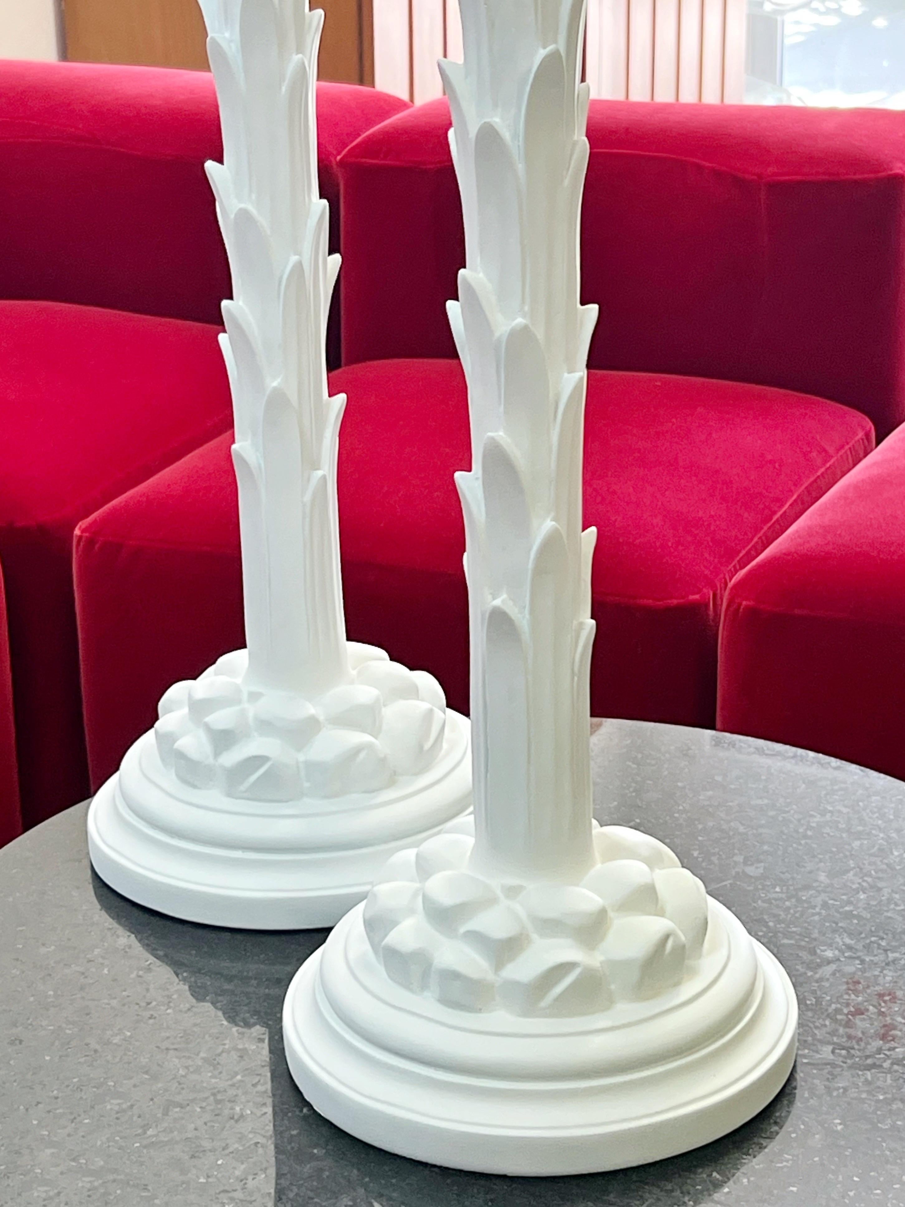 Chapman Pair of White Plaster Palm Tree Floor Lamps 3