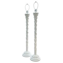 Chapman Pair of White Plaster Palm Tree Floor Lamps