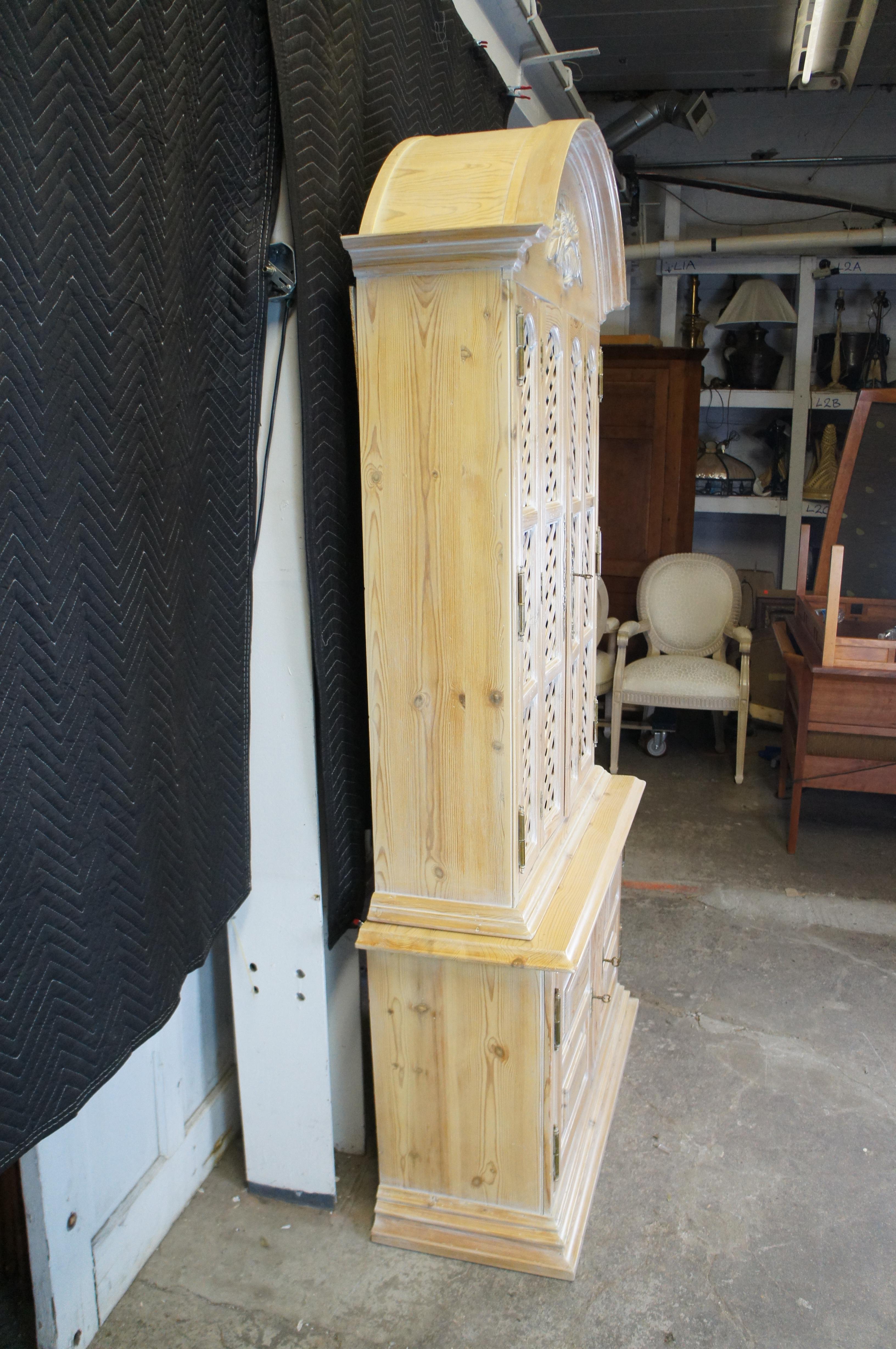 Chapman Pine French Country Lattice Cupboard Cabinet Bookcase China Hutch 87