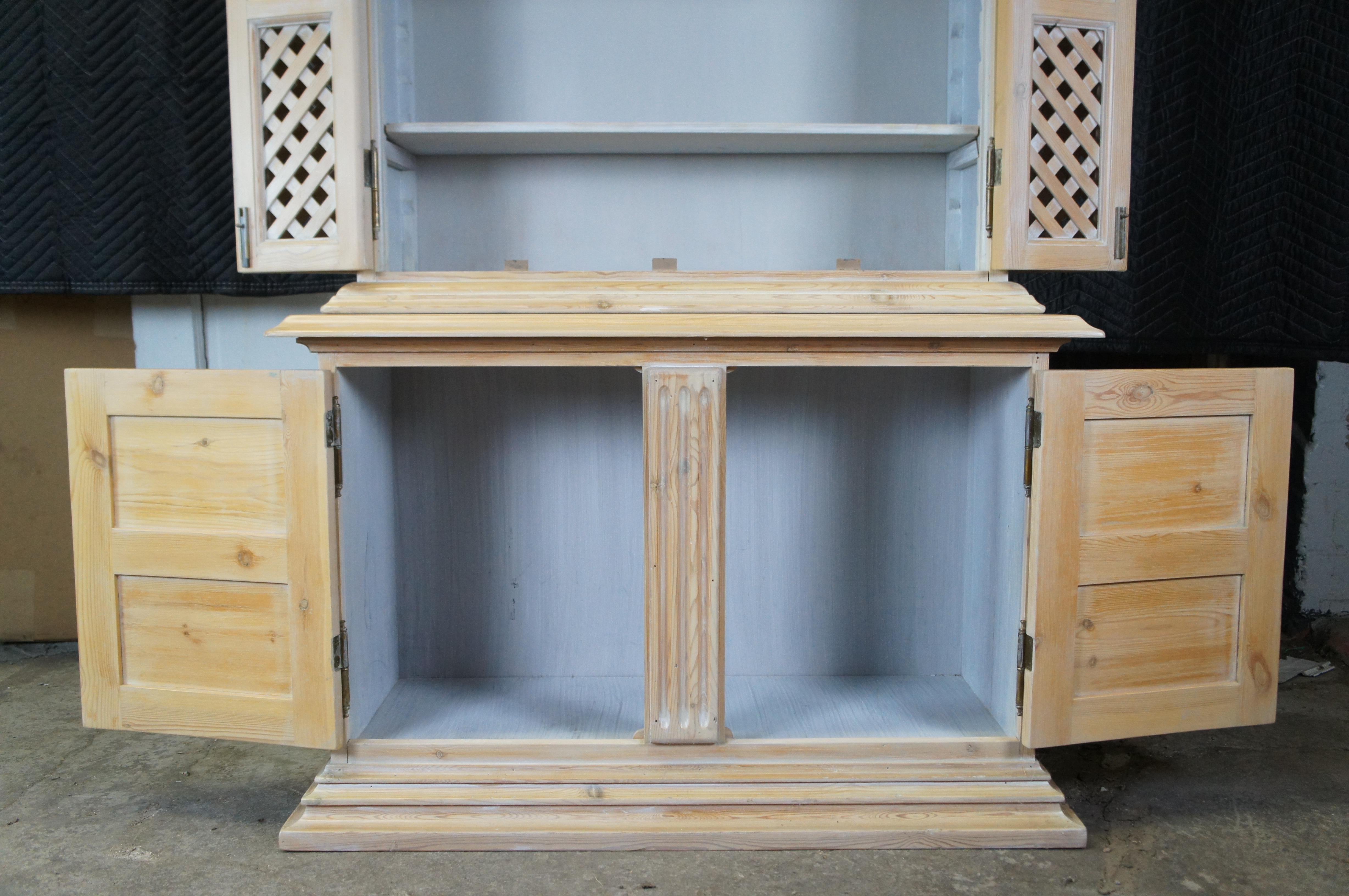 Chapman Pine French Country Lattice Cupboard Cabinet Bookcase China Hutch 87