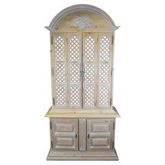 Chapman Pine French Country Lattice Cupboard Cabinet Bookcase China Hutch 87"