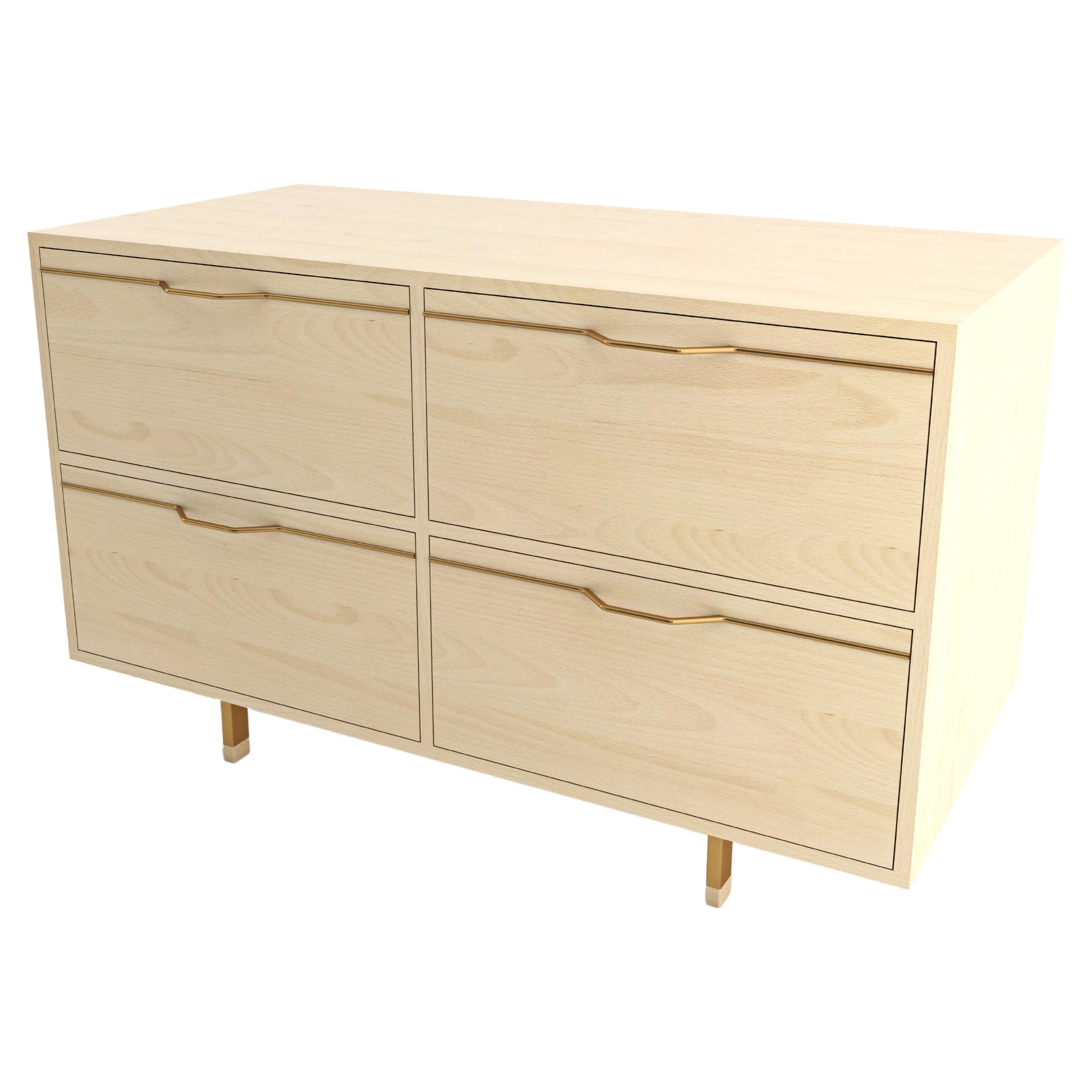 Chapman Small Storage Dresser Cabinet Maple Brassy Gold For Sale