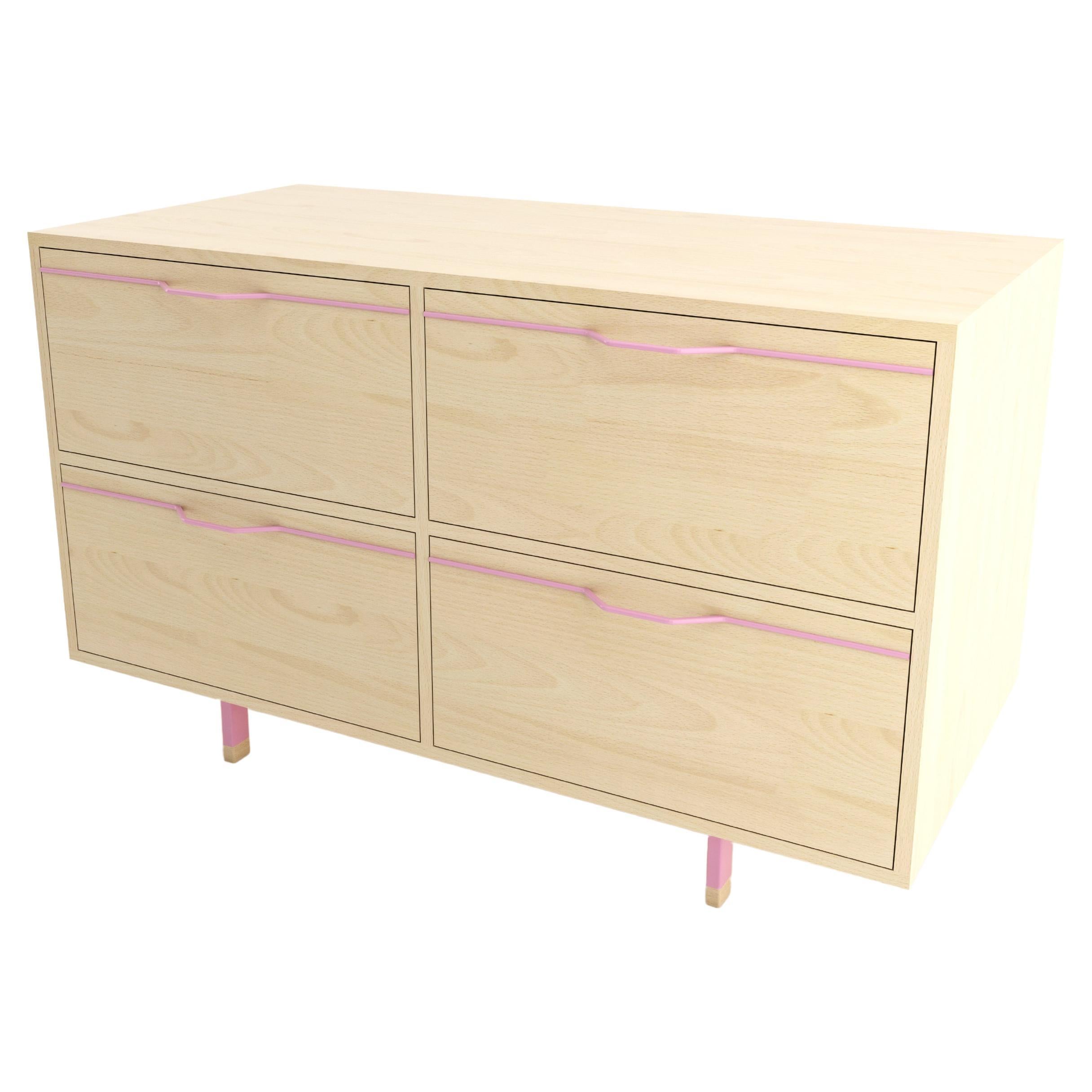 Chapman Small Storage Dresser Cabinet Maple Pink For Sale