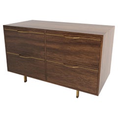 Chapman Small Storage Dresser Cabinet Walnut Brassy Gold