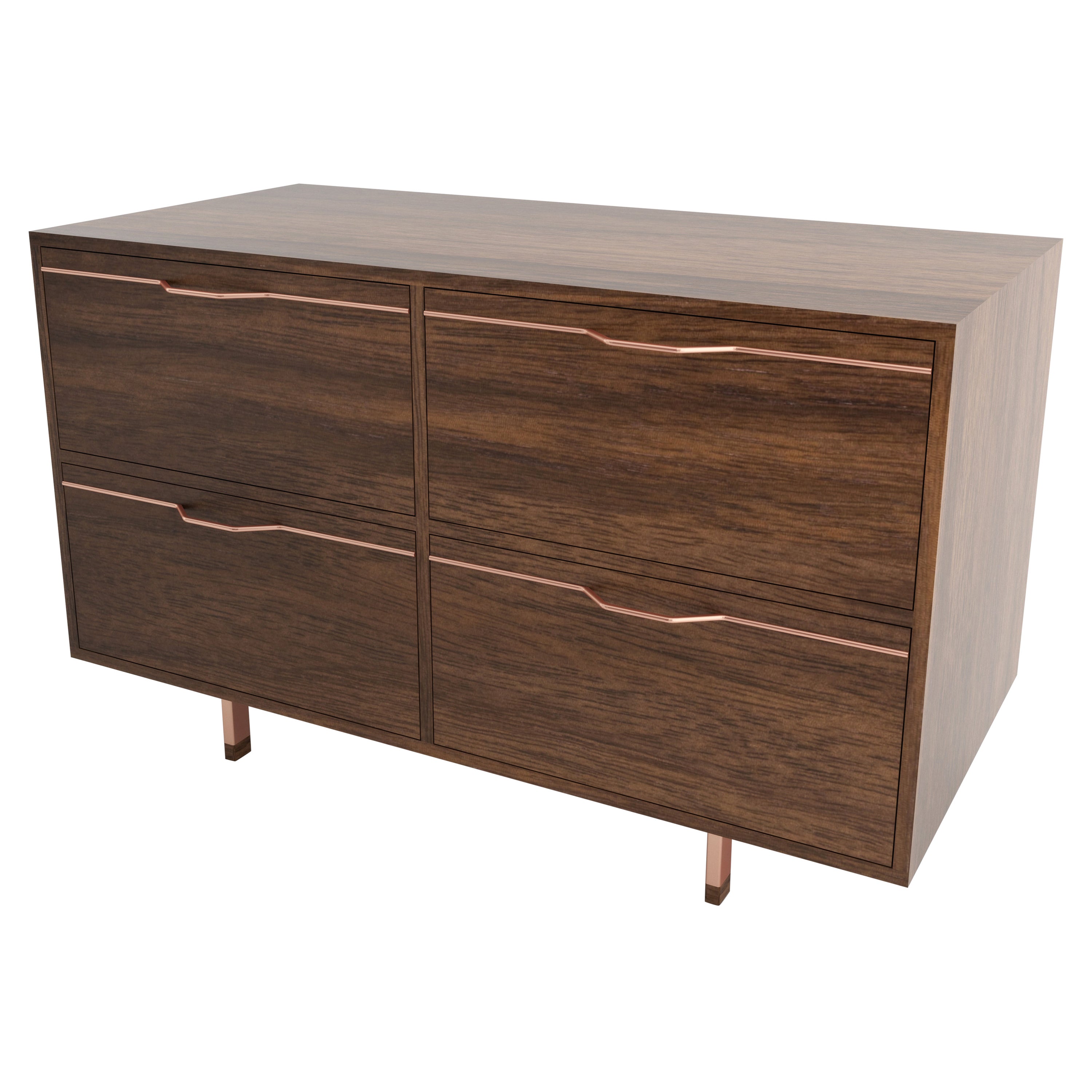 Petit meuble de rangement de rangement Chapman en noyer et cuivre rose