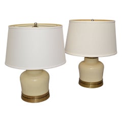 Lampes de table en céramique et bronze de style Chapman style Hollywood Regency 70