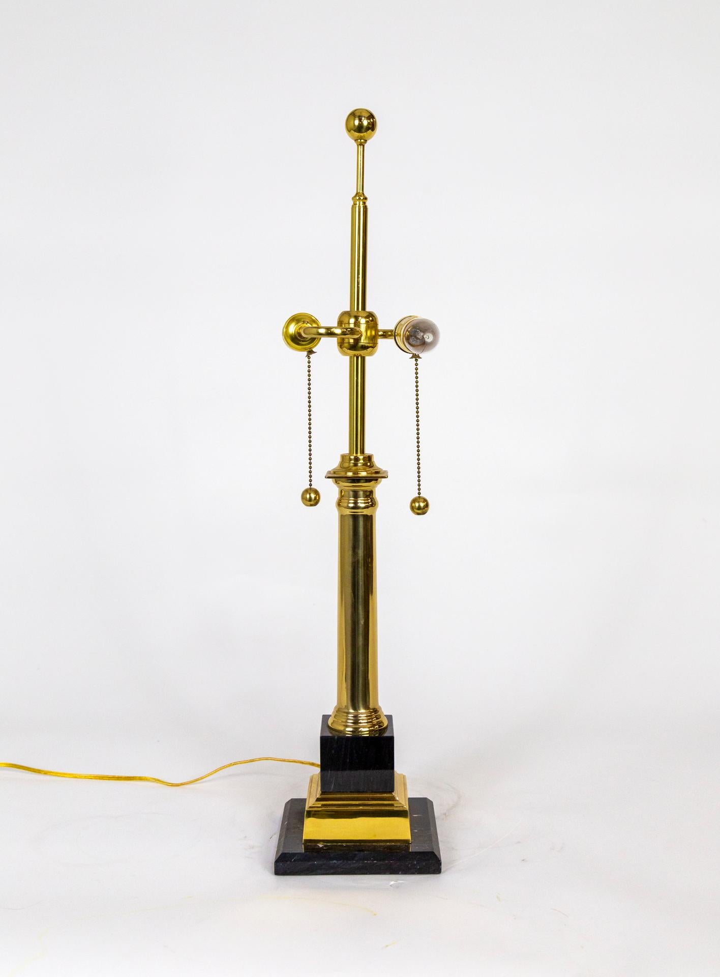 North American Chapman Style Black Marble & Brass Empire Lamp