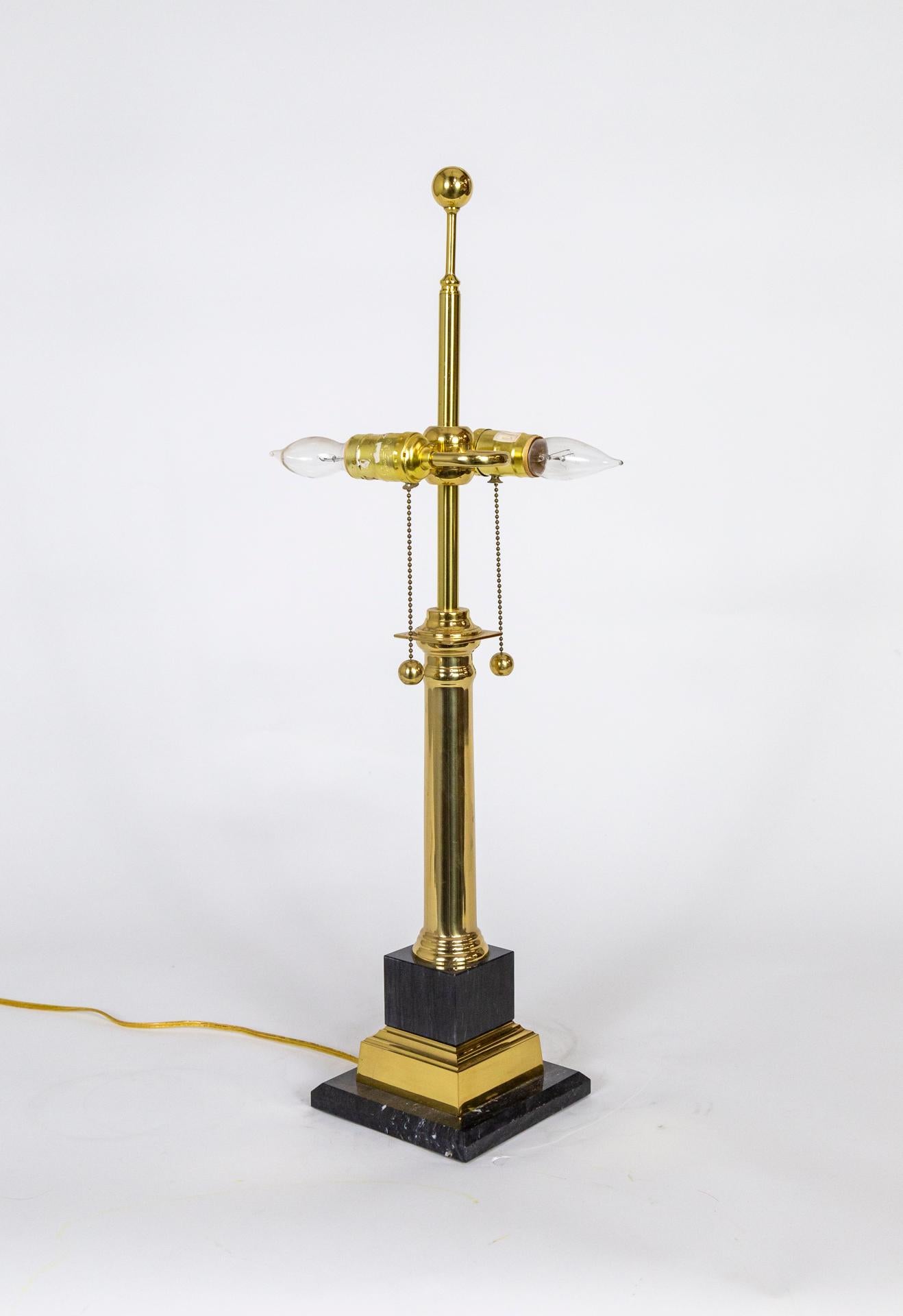 Chapman Style Black Marble & Brass Empire Lamp In Good Condition In San Francisco, CA