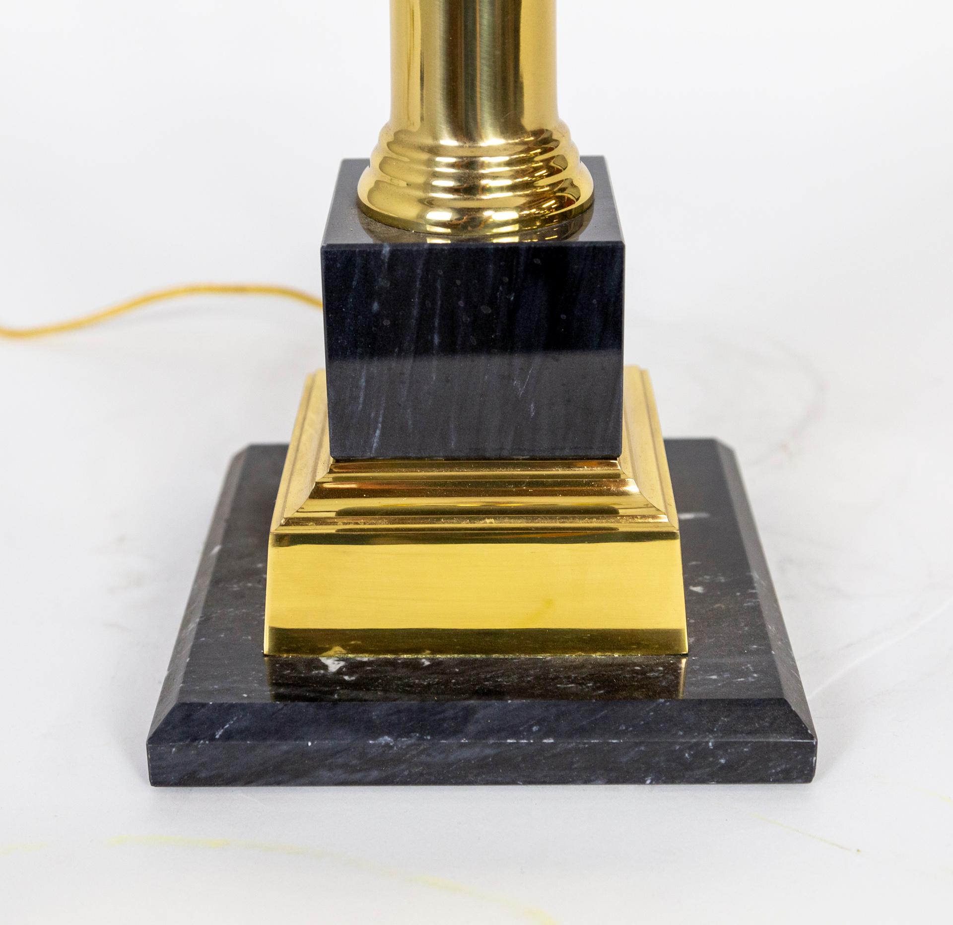 Late 20th Century Chapman Style Black Marble & Brass Empire Lamp