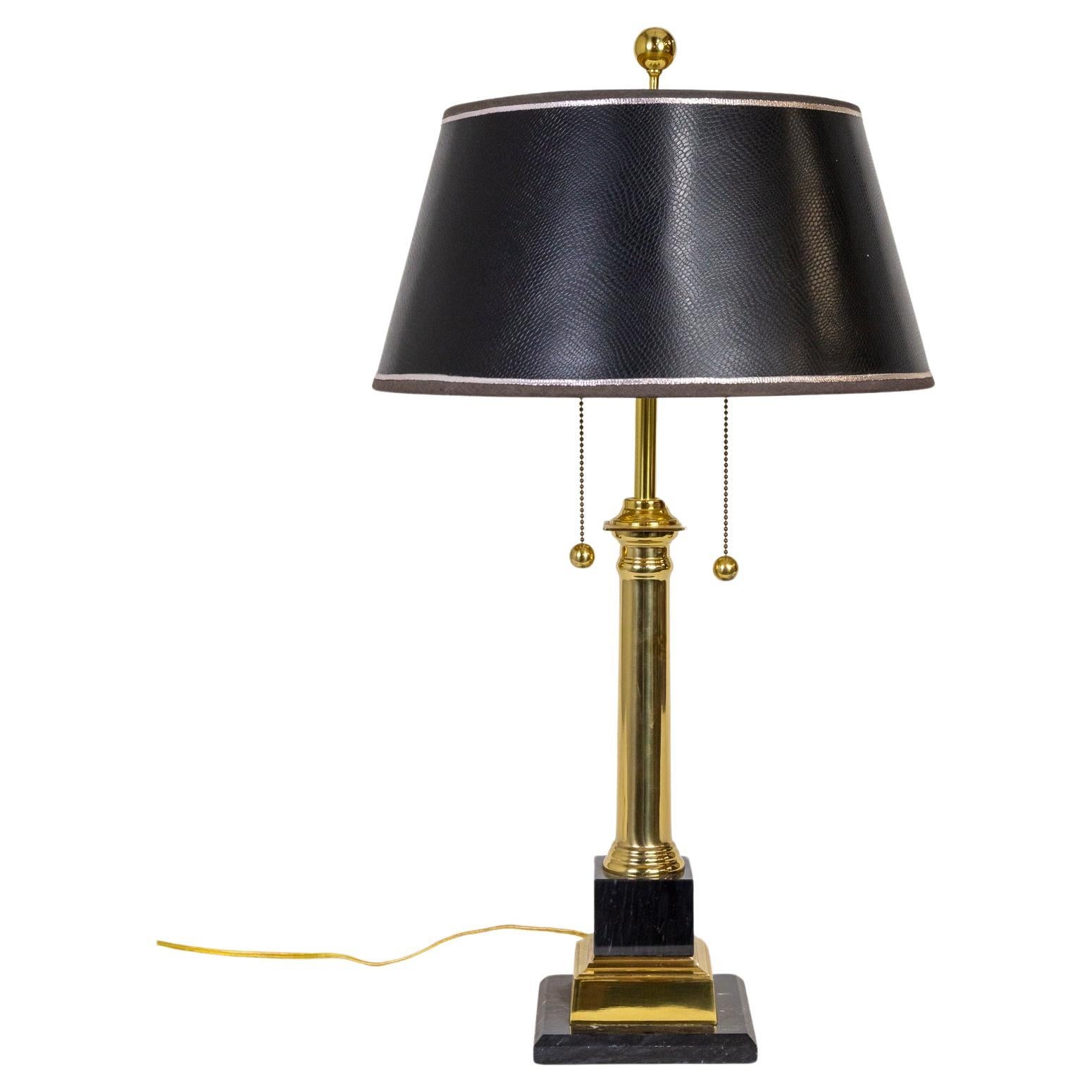 Chapman Style Black Marble & Brass Empire Lamp