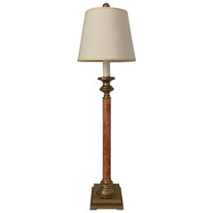 Chapman Style Brass Candlestick Lamp with Marbleized Stem